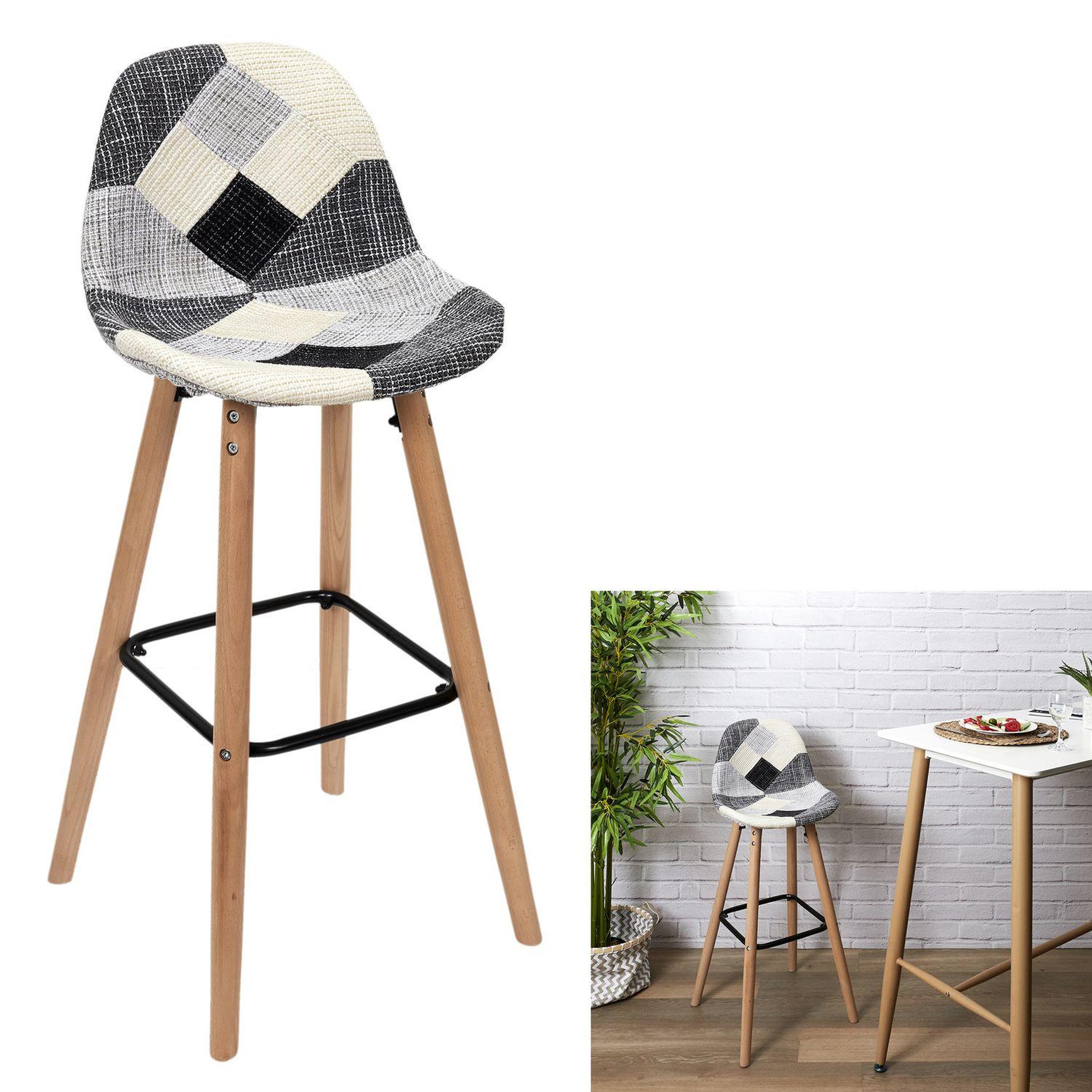 Voir la diapositive 4 : TOILINUX Lot de 2 tabourets de bar patchwork