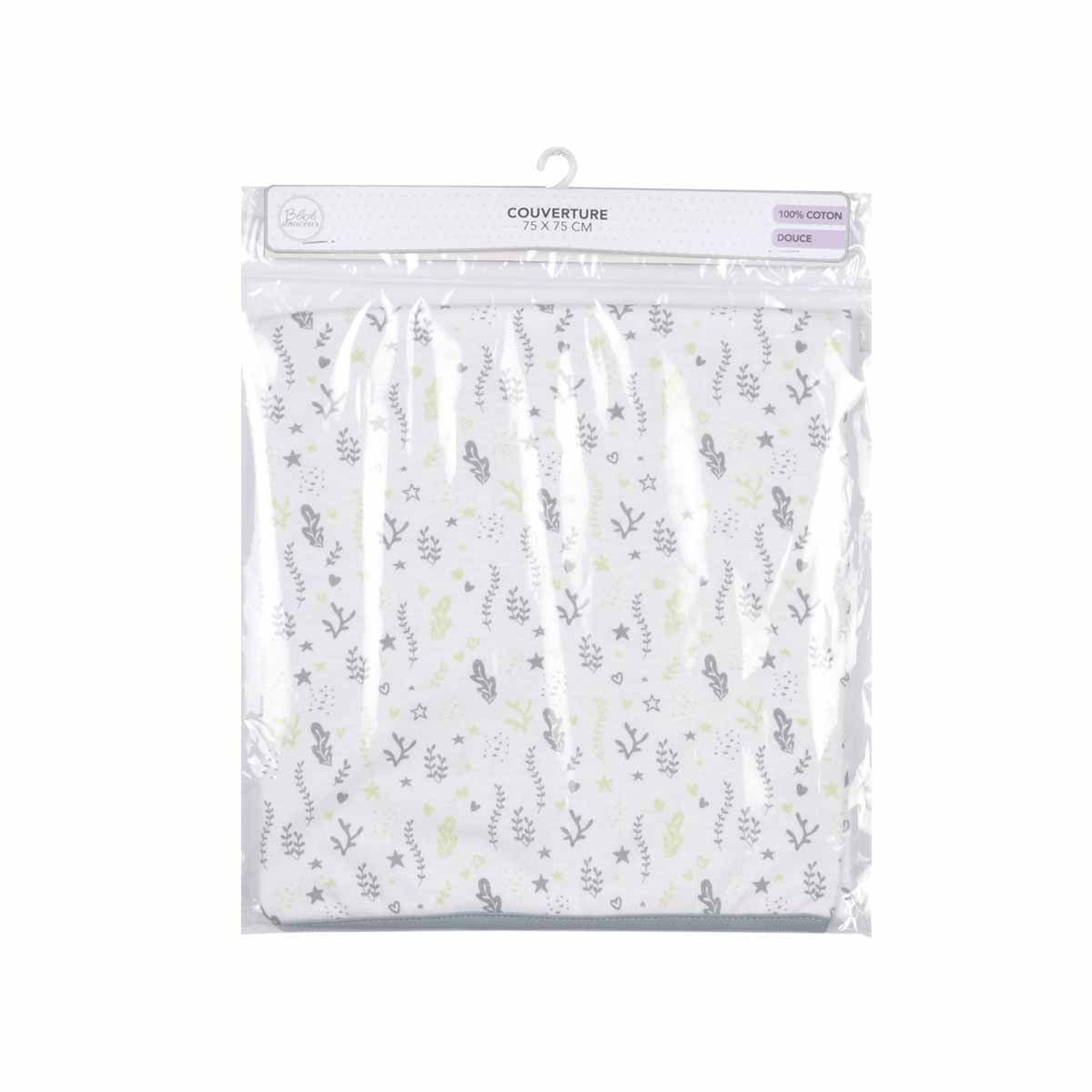 Voir la diapositive 2 : BEBE DOUCEUR Couverture bébé en coton  océan  75cm bleu