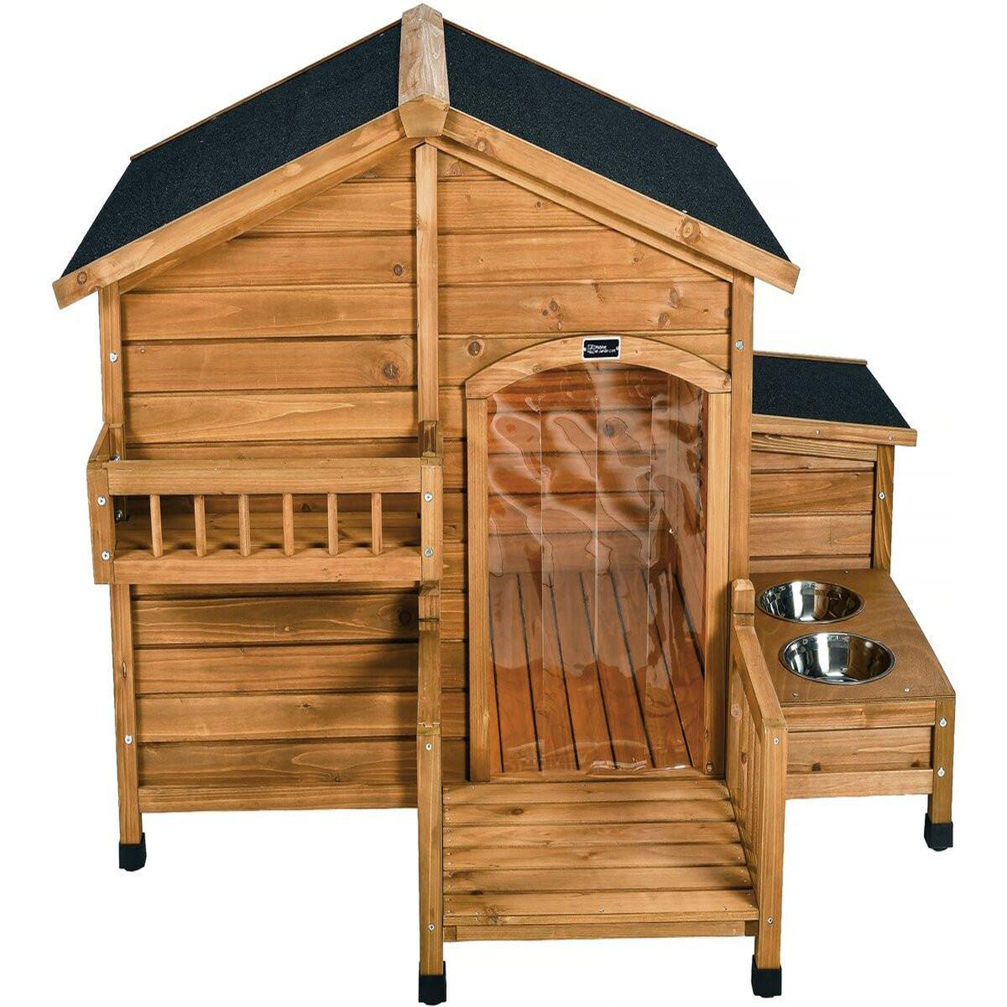Voir la diapositive 4 : Habitat et Jardin Niche pour chien en bois avec mangeoire et boite de rangement  Rusty  - 151 x 138 x 100 cm - Marron