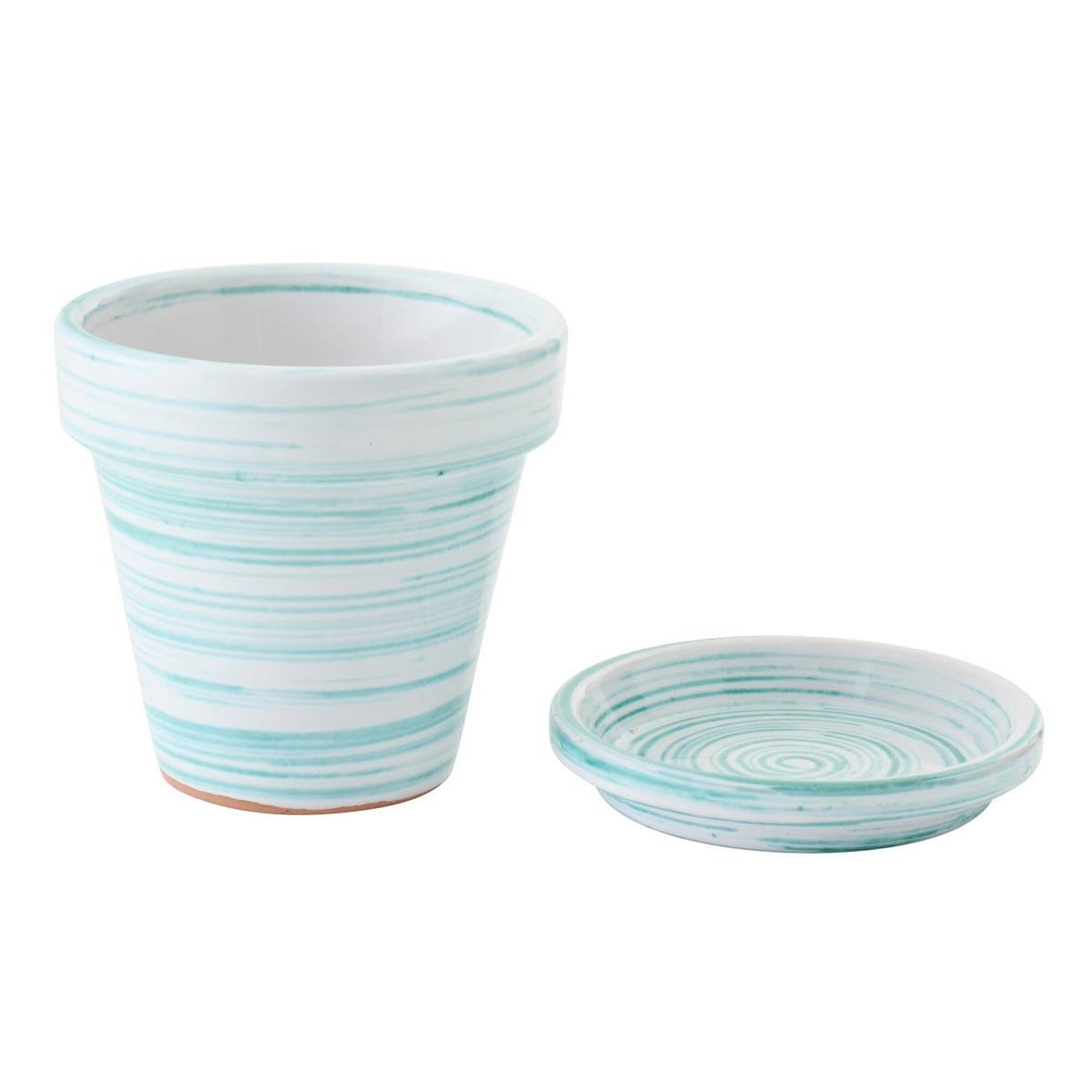 Voir la diapositive 2 : J-LINE Cache-pot avec soucoupe  julio  21cm vert menthe