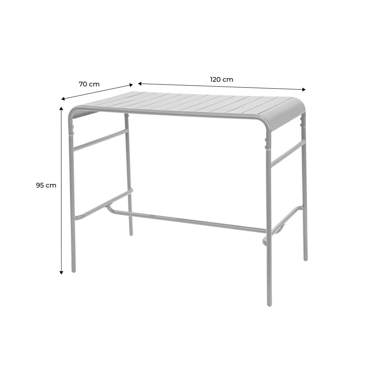 SWEEEK Table haute de jardin métal 4 places, Amelia 120 x 70cm x 95cm