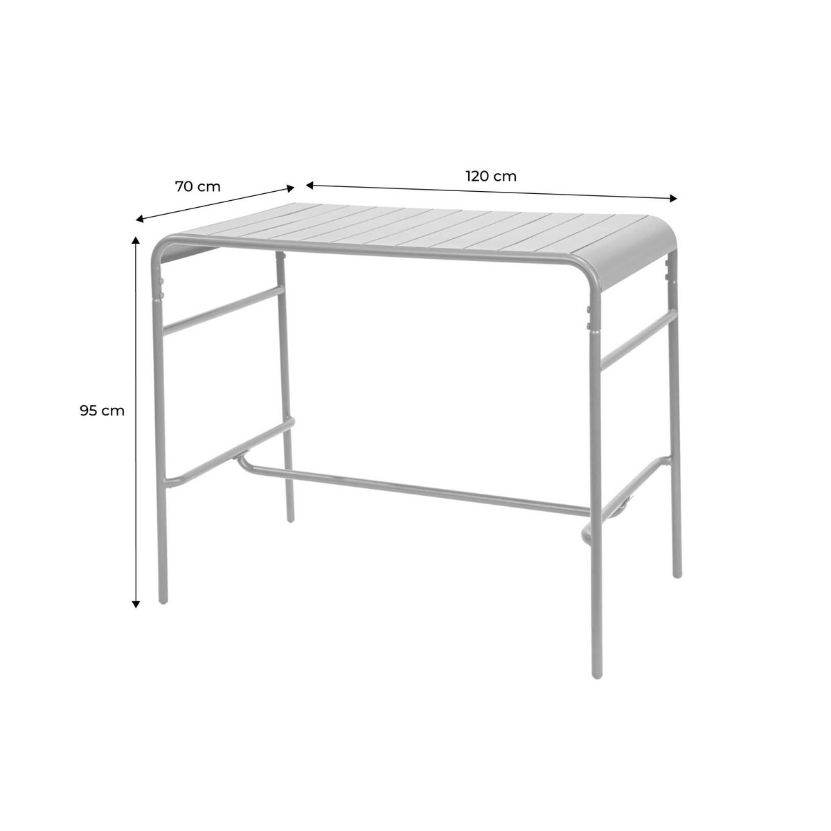SWEEEK Table haute de jardin métal 4 places, Amelia 120 x 70cm x 95cm