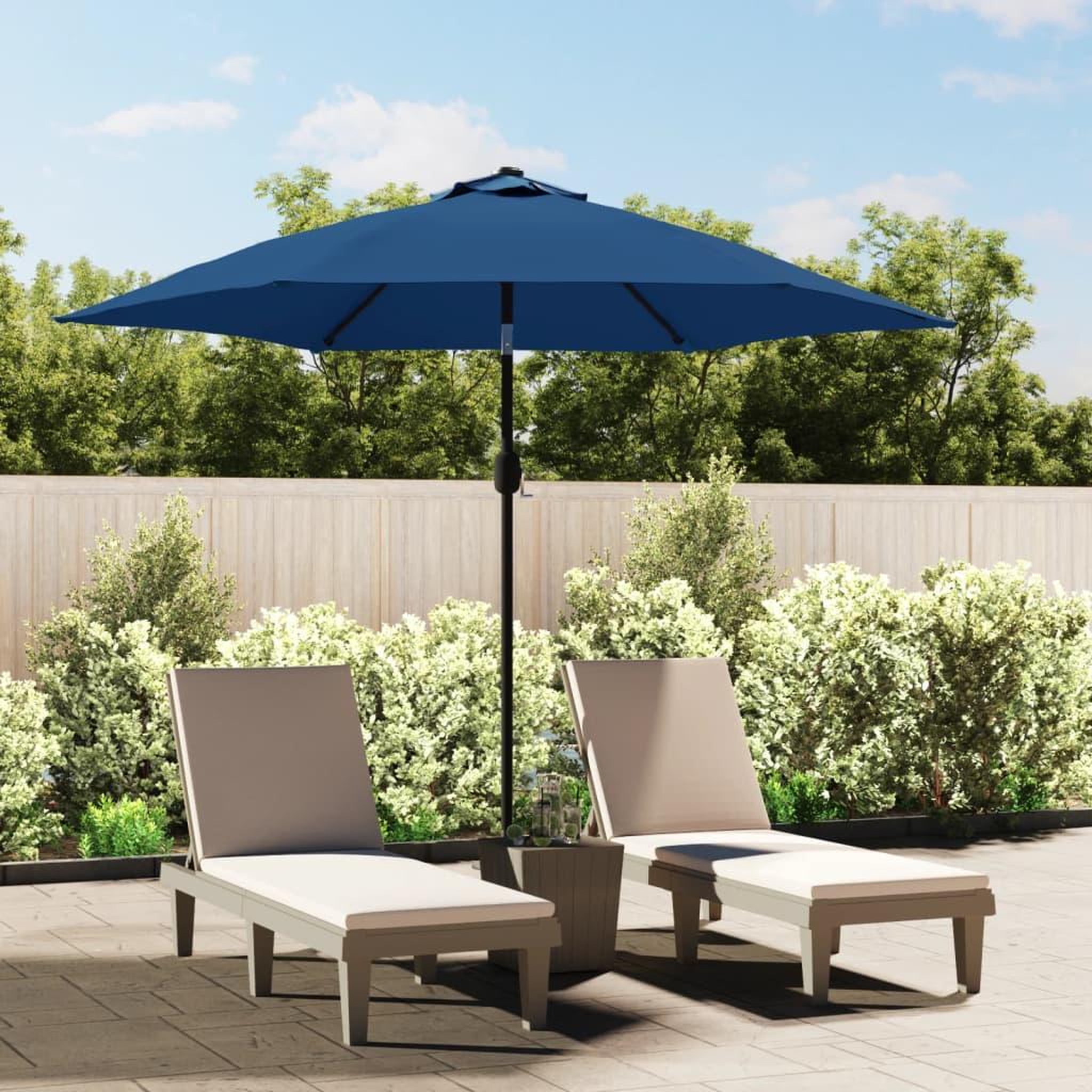 Voir la diapositive 1 : VIDAXL Parasol d'exterieur avec lumieres LED et mat en acier Azure