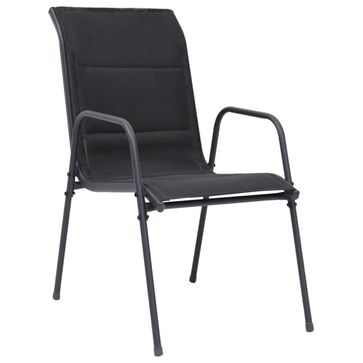 VIDAXL Chaises empilables de jardin lot de 2 Acier et textilene Noir