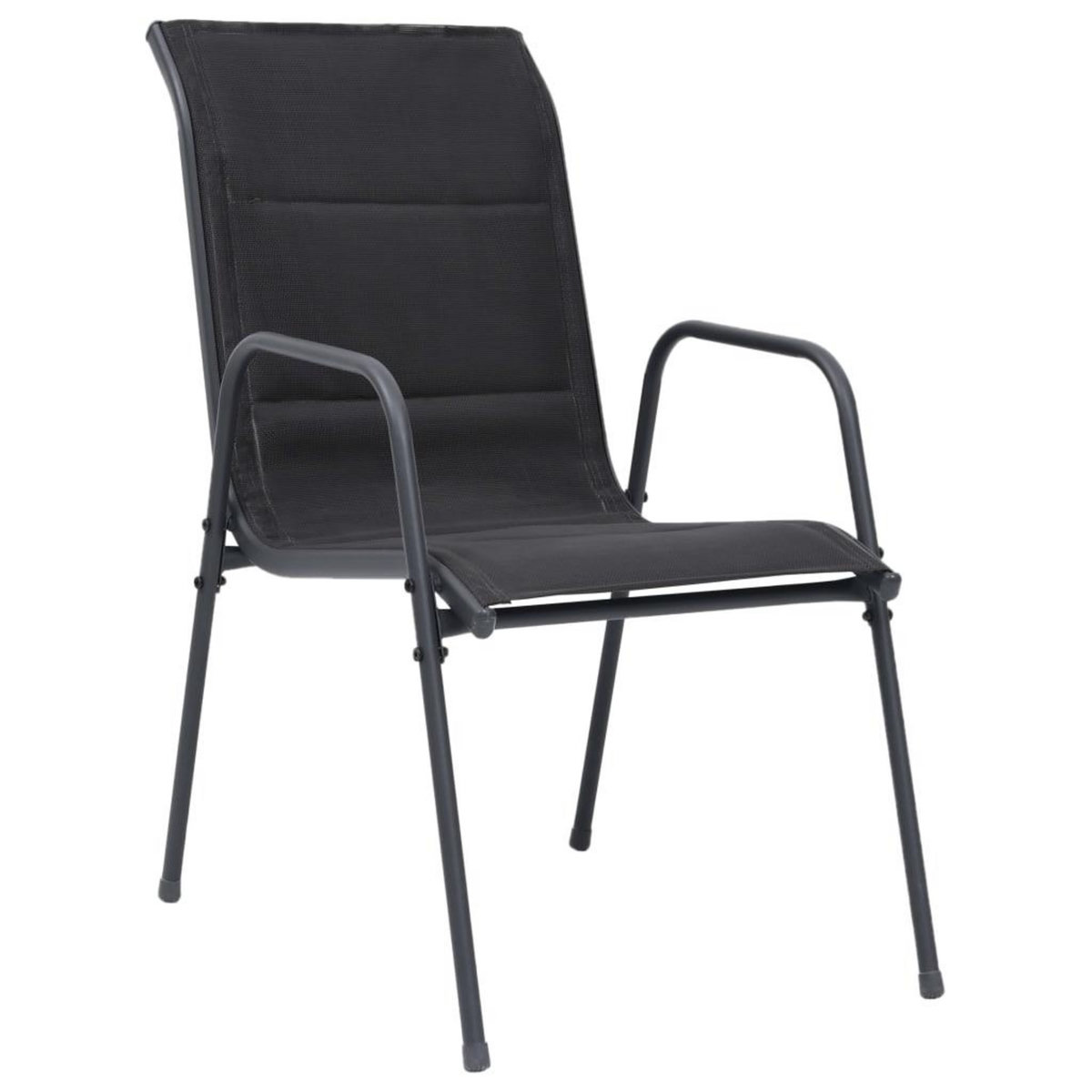 VIDAXL Chaises empilables de jardin lot de 2 Acier et textilene Noir