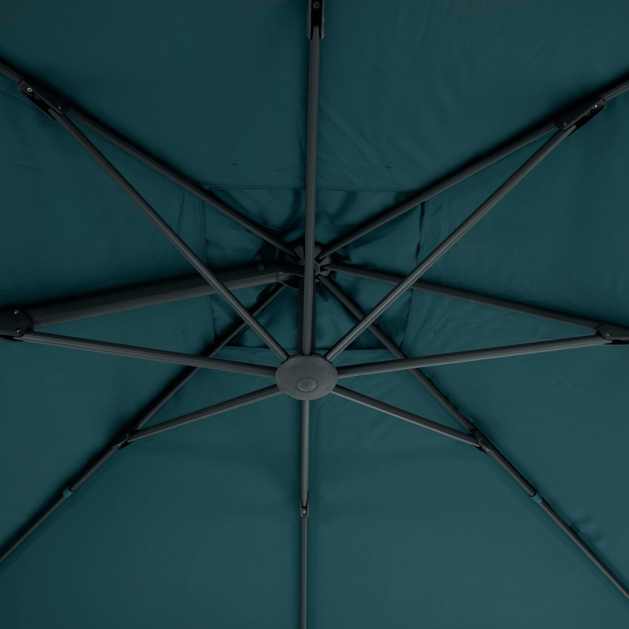 Voir la diapositive 3 : HESPERIDE Parasol déporté Eléa - 3 x 3 mètres - Bleu canard et gris