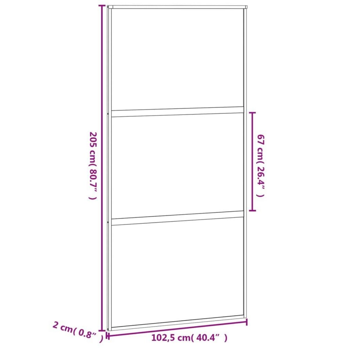 VIDAXL Porte coulissante blanc 102,5x205 cm verre trempe aluminium