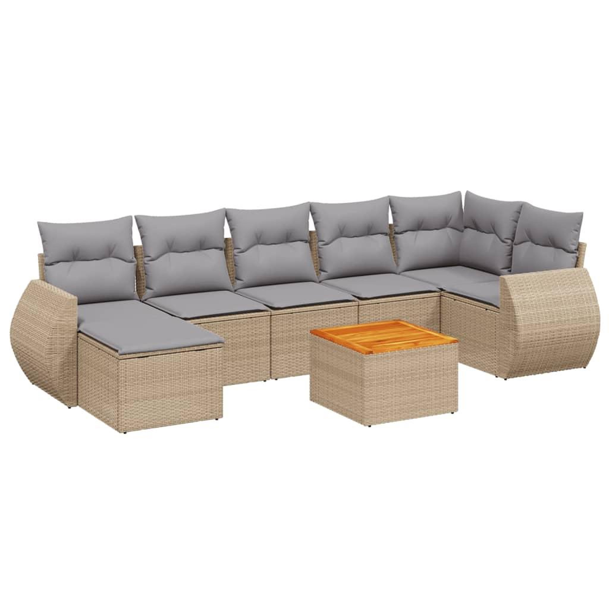 Voir la diapositive 2 : VIDAXL Salon de jardin avec coussins 8 pcs beige resine tressee