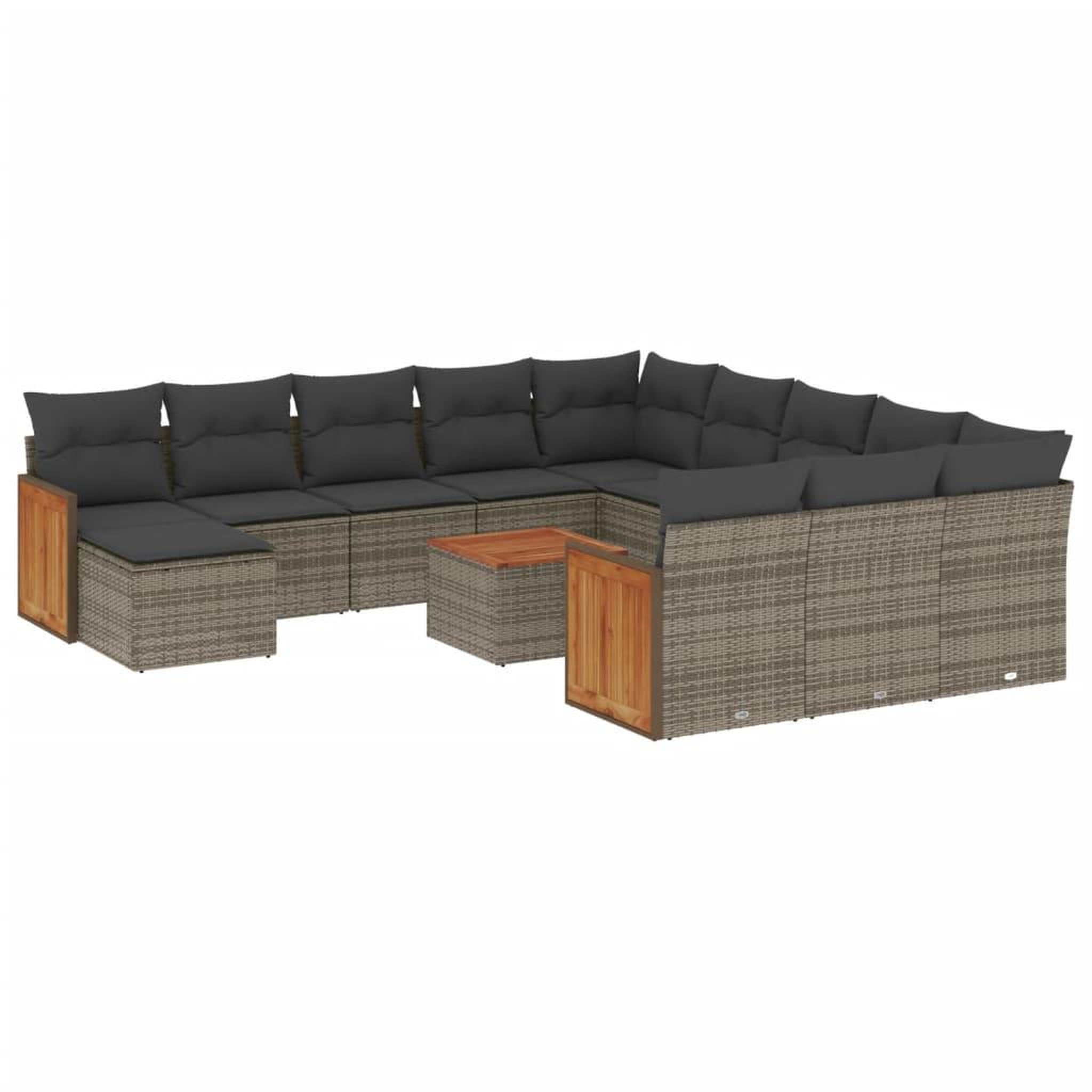 Voir la diapositive 2 : VIDAXL Salon de jardin avec coussins 13 pcs gris resine tressee