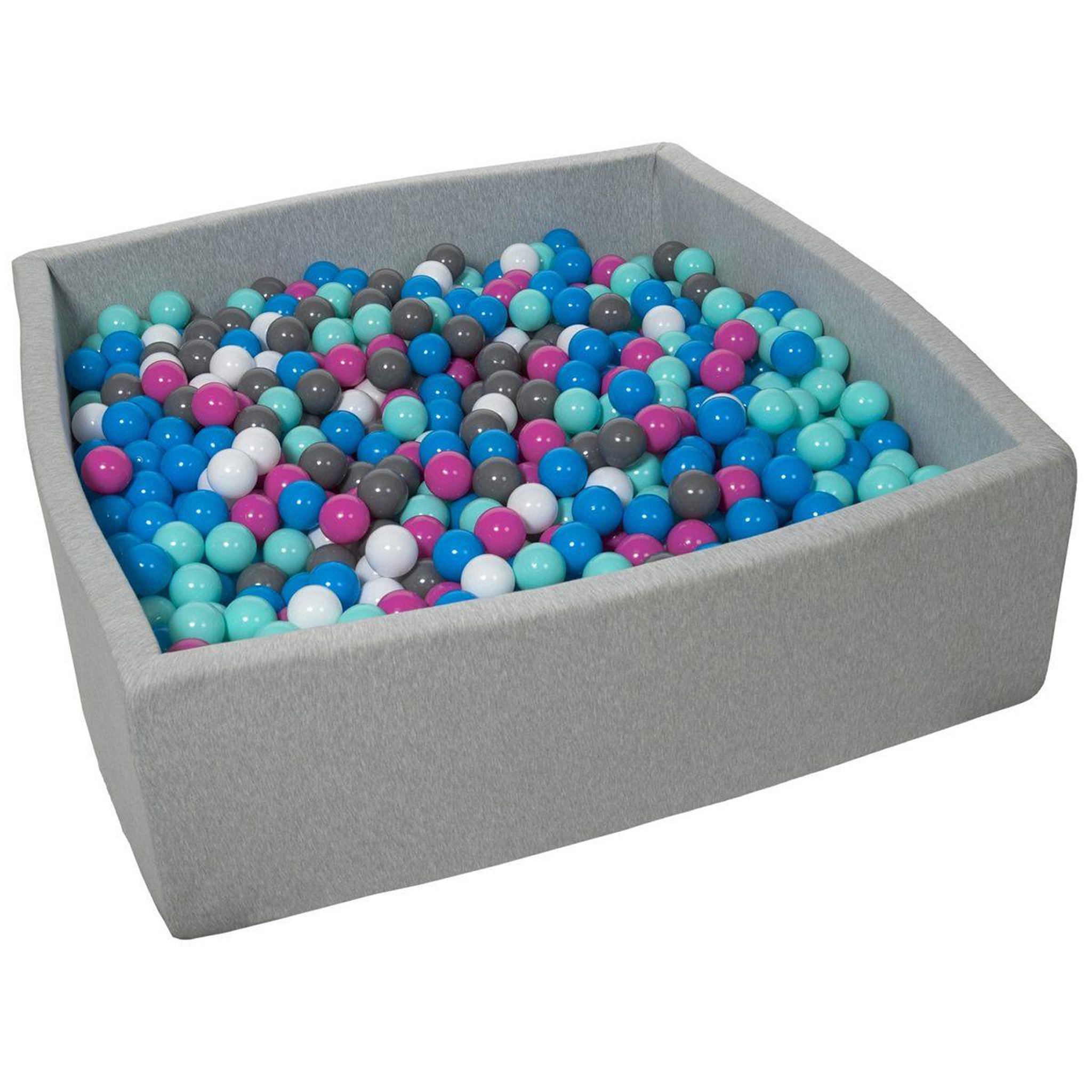 VELINDA Piscine à balles pour enfant, 120x120 cm + 1200 balles blanc, bleu, rose, gris, turquoise