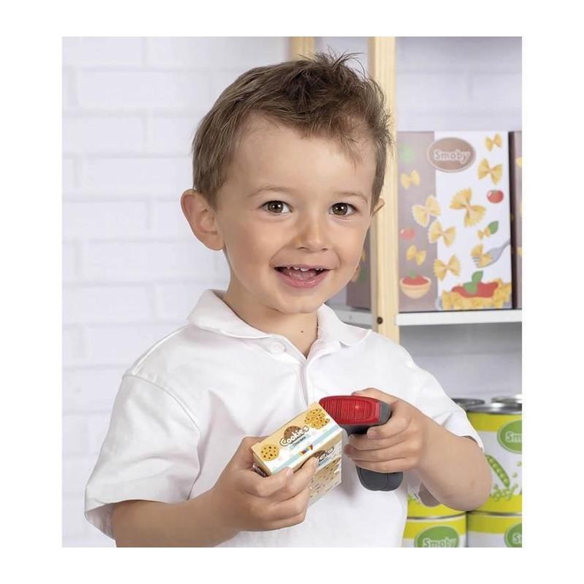 Voir la diapositive 4 : SMOBY Smoby - Caisse enregistreuse - 30 accessoires inclus - Calculatrice et Scanner avec son et lumiere - Dés 3ans