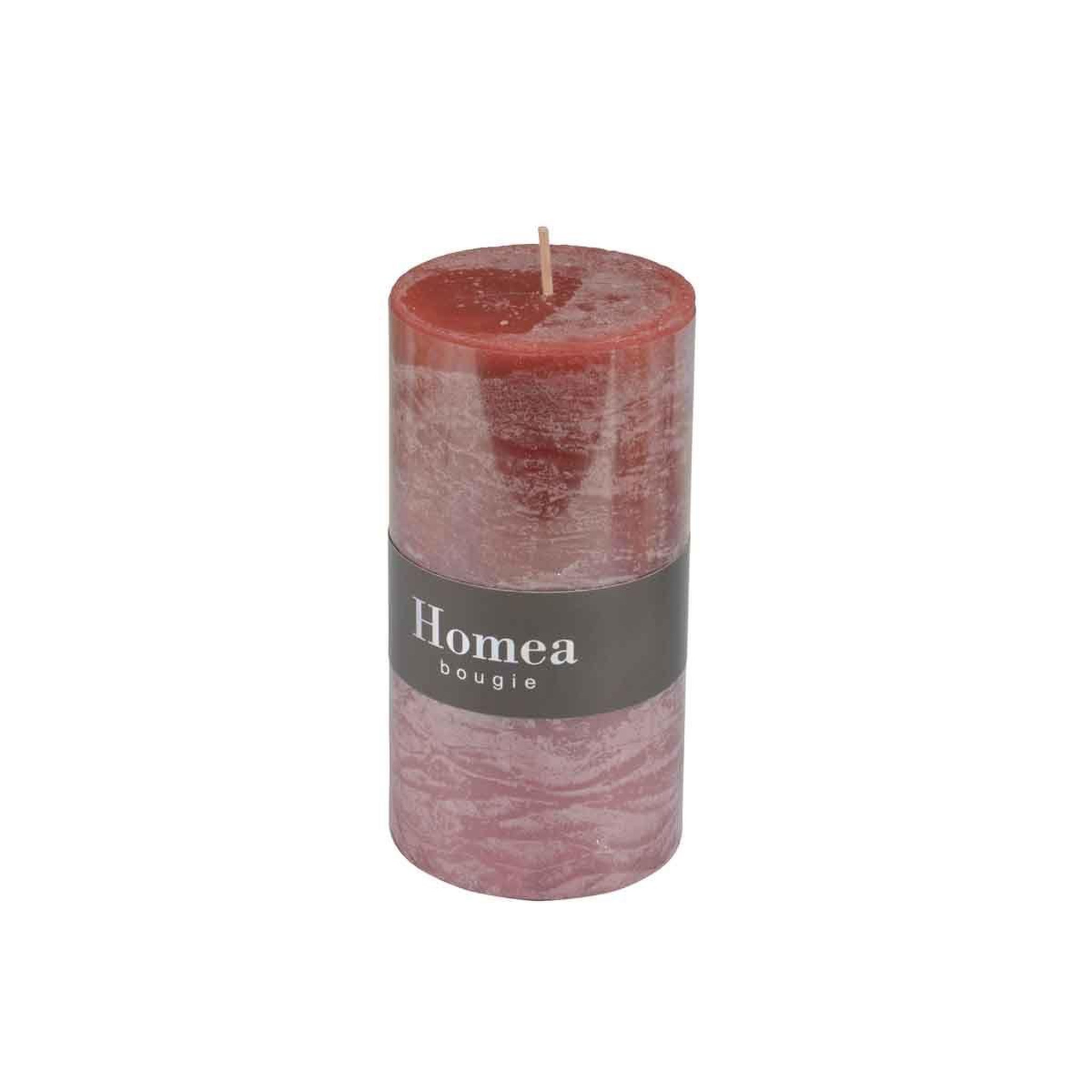 Voir la diapositive 2 : HOMEA Bougie pilier déco  rustique  10cm rose