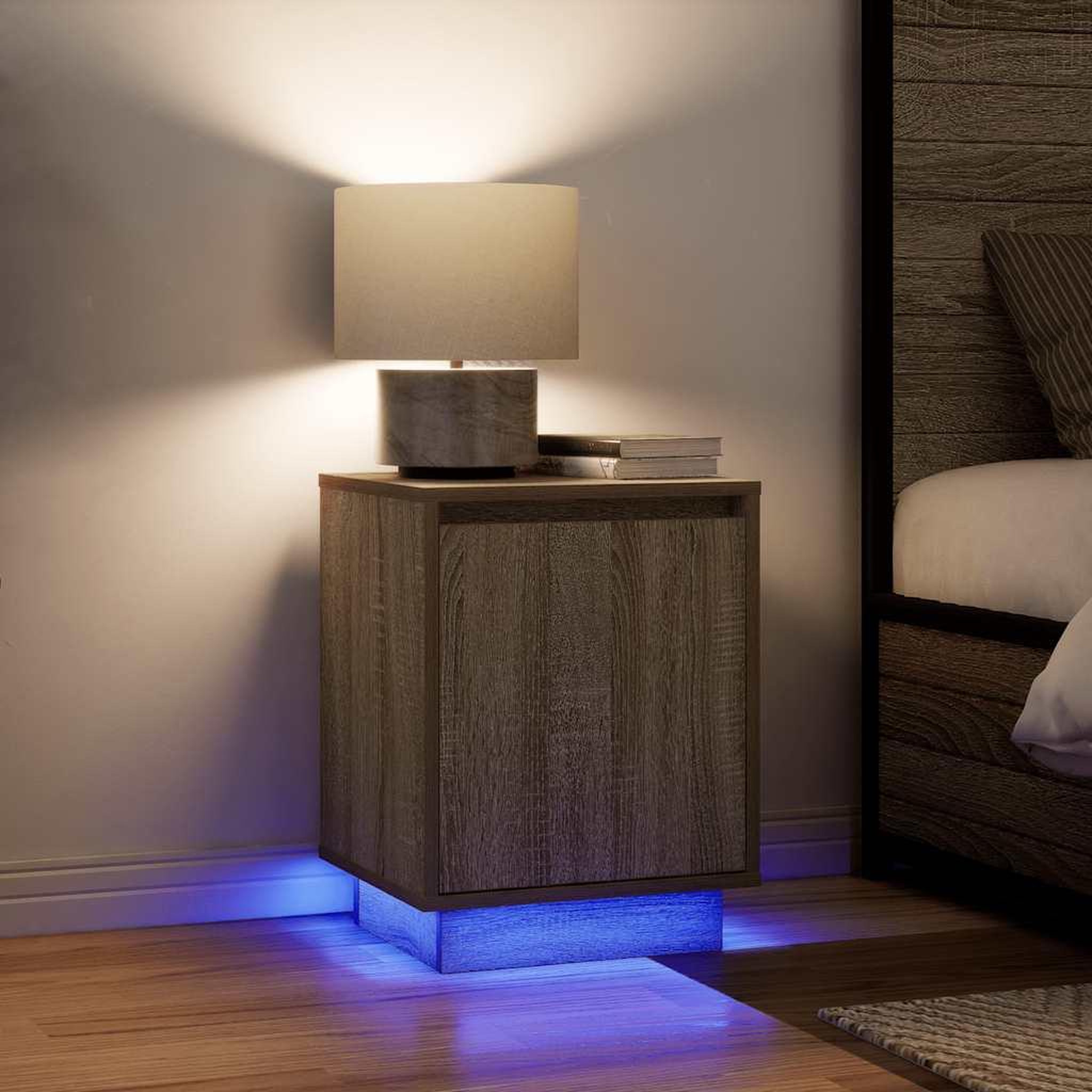 Voir la diapositive 5 : VIDAXL Table de chevet avec lumieres LED chene sonoma 38x34x50 cm