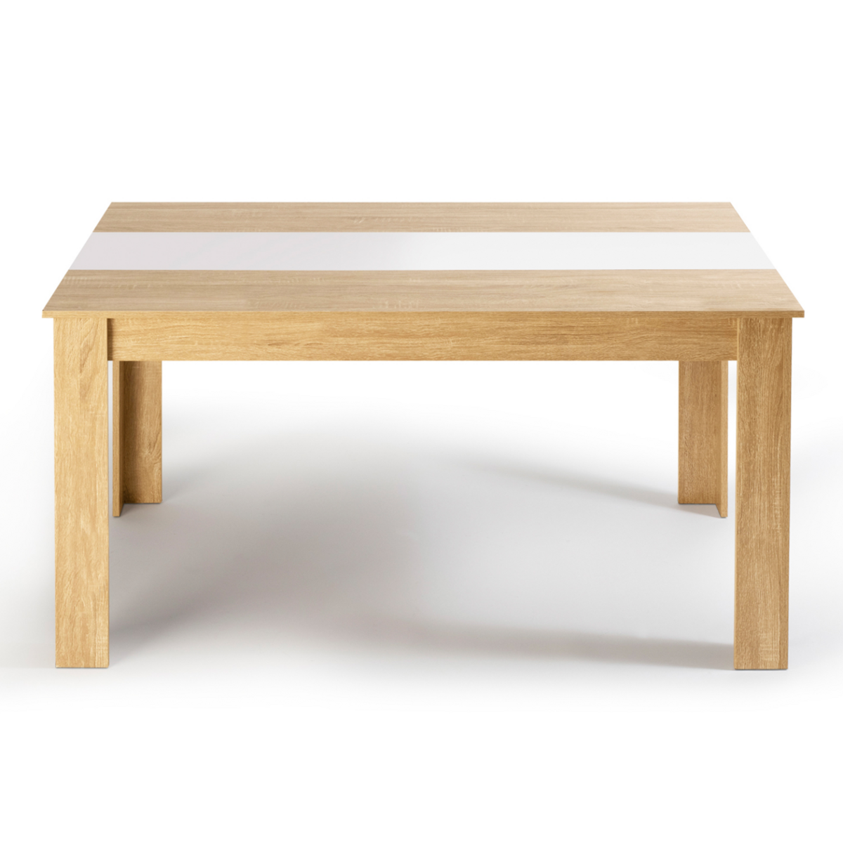 ID MARKET Table à manger rectangle GEORGIA 6 personnes imitation hêtre et blanche 140 x 90 cm