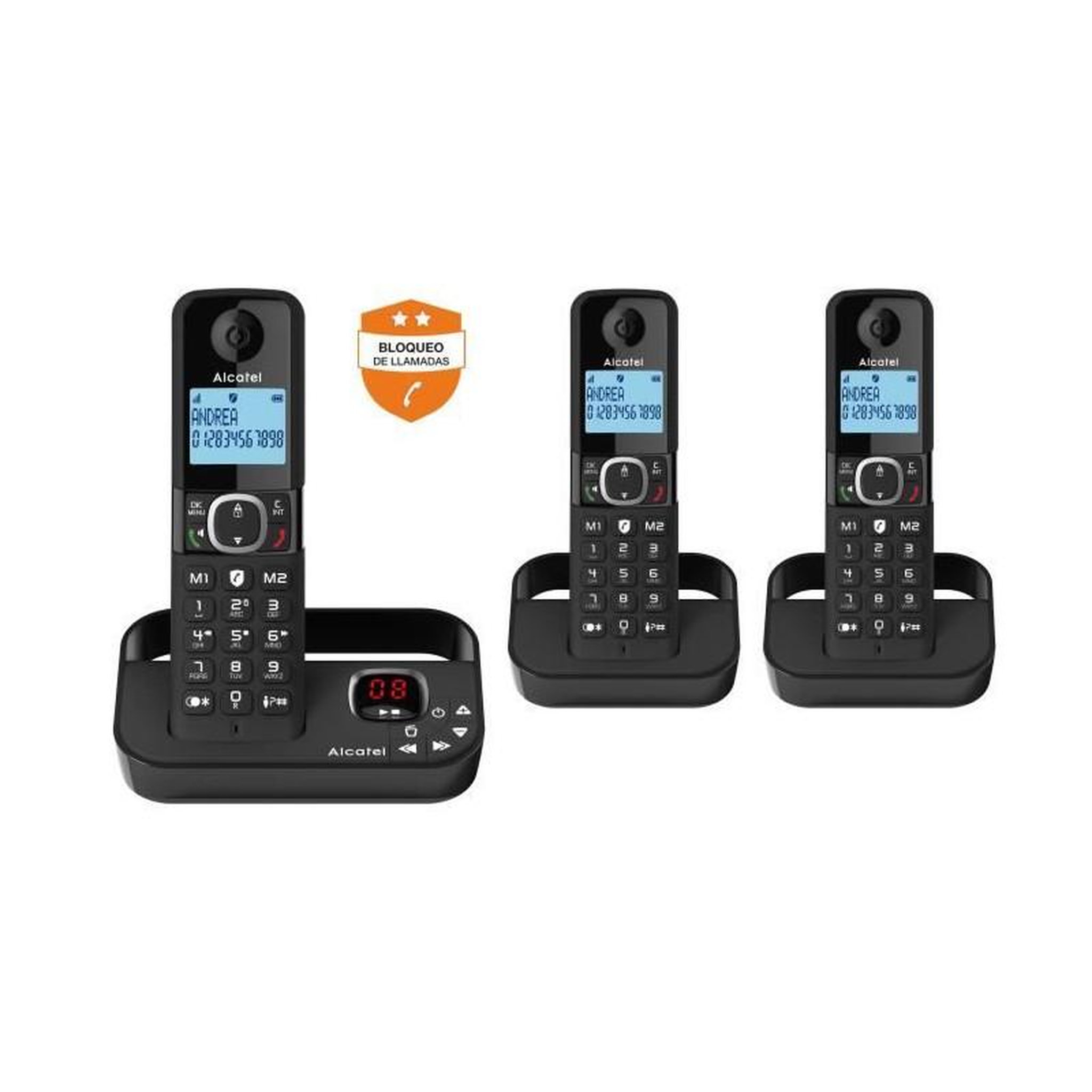 Voir la diapositive 1 : Alcatel Téléphonie fixe sans fil - ALCATEL - F860 voice trio noir - Avec fonction blocage d'appels indésirables