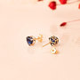Voir la diapositive 3 : L'ATELIER D'AZUR Boucles d'Oreilles Or 18 Carats 750/000 - Zirconiums Bleu Saphir