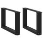 Voir la diapositive 1 : VIDAXL Pieds de table basse forme de U 2 pcs noir 50x(30-31) cm acier