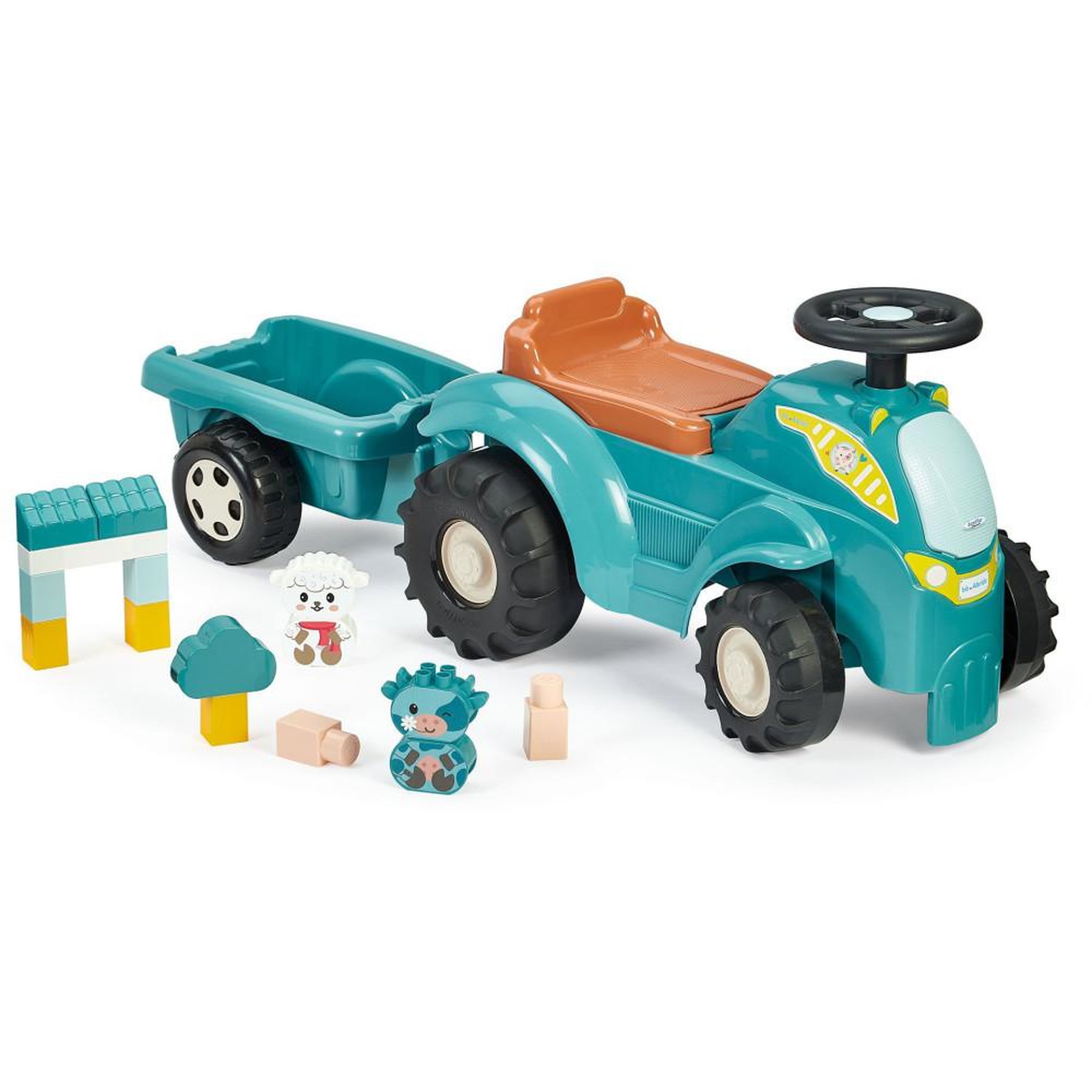 Voir la diapositive 1 : Ecoiffier Tracteur directionnel garni avec remorque - ECOIFFIER - 15 accessoires - De 12 a 36 mois