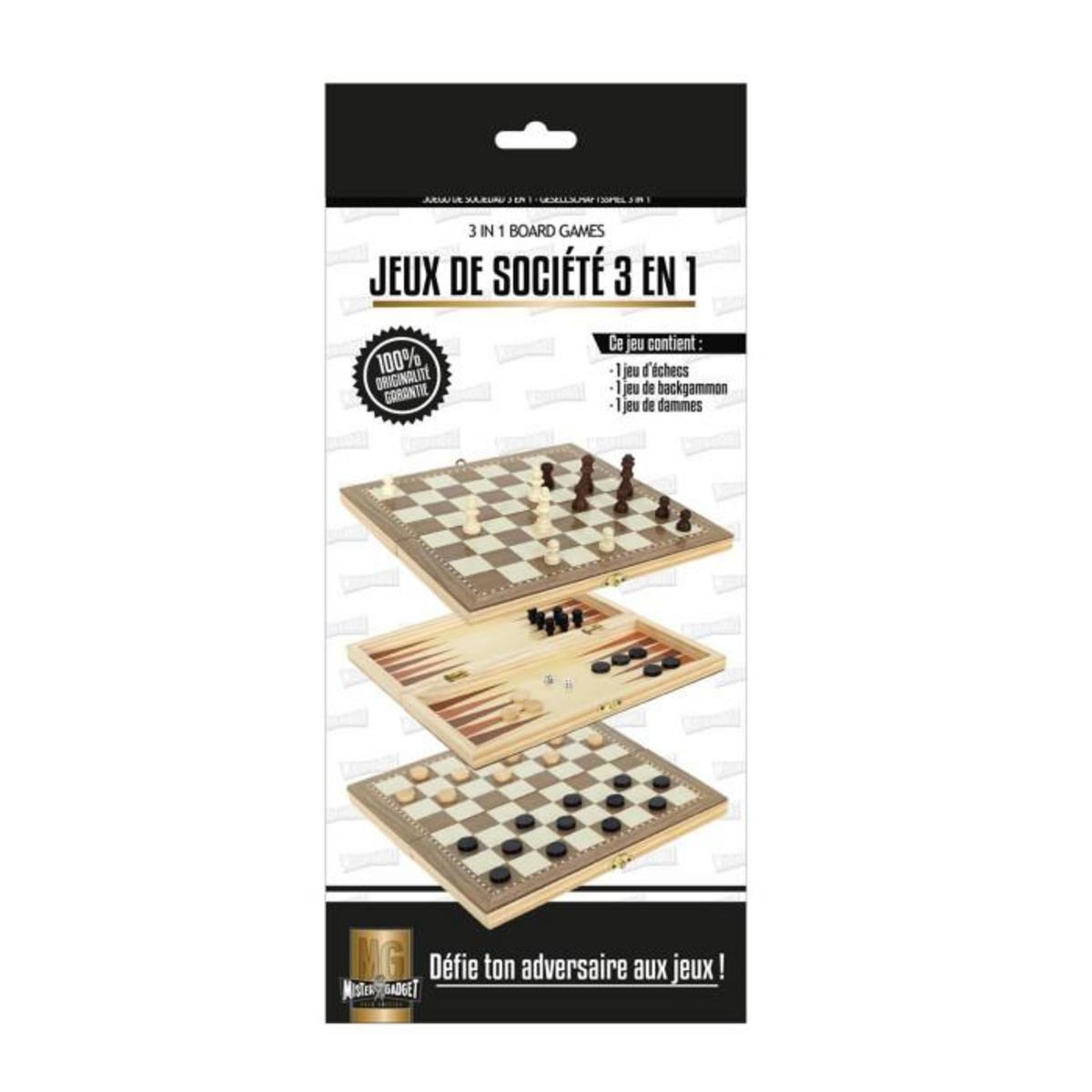 Paris Prix Jeu de Société en Bois  3 en 1  29cm Naturel