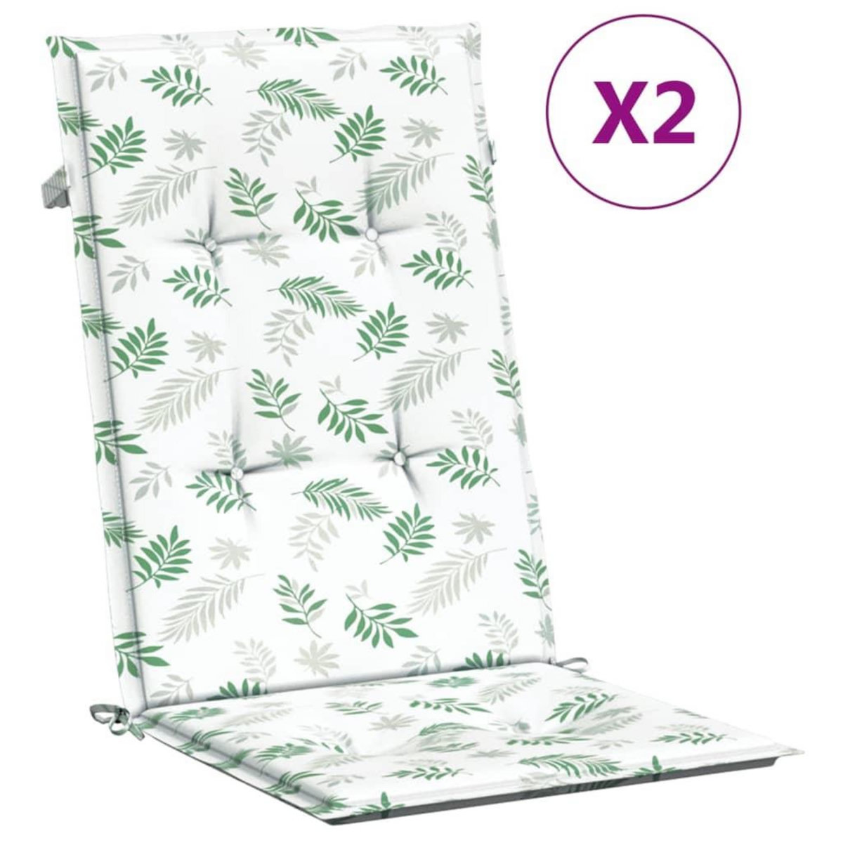VIDAXL Coussins de chaise a dossier haut lot de 2 modele de feuille