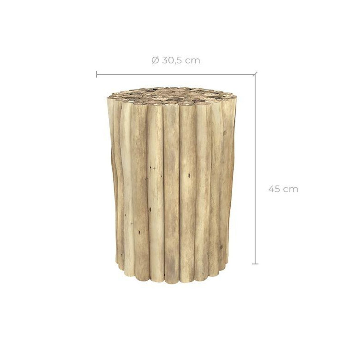Rendez vous déco Table d'appoint de jardin ronde  en rondins de teck D30 cm-Imani