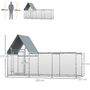 Voir la diapositive 3 : PAWHUT Enclos poulailler chenil 3,23 m² - parc grillagé dim 3,02L x 1,07l x 1,72H m - espace couvert - acier galvanisé
