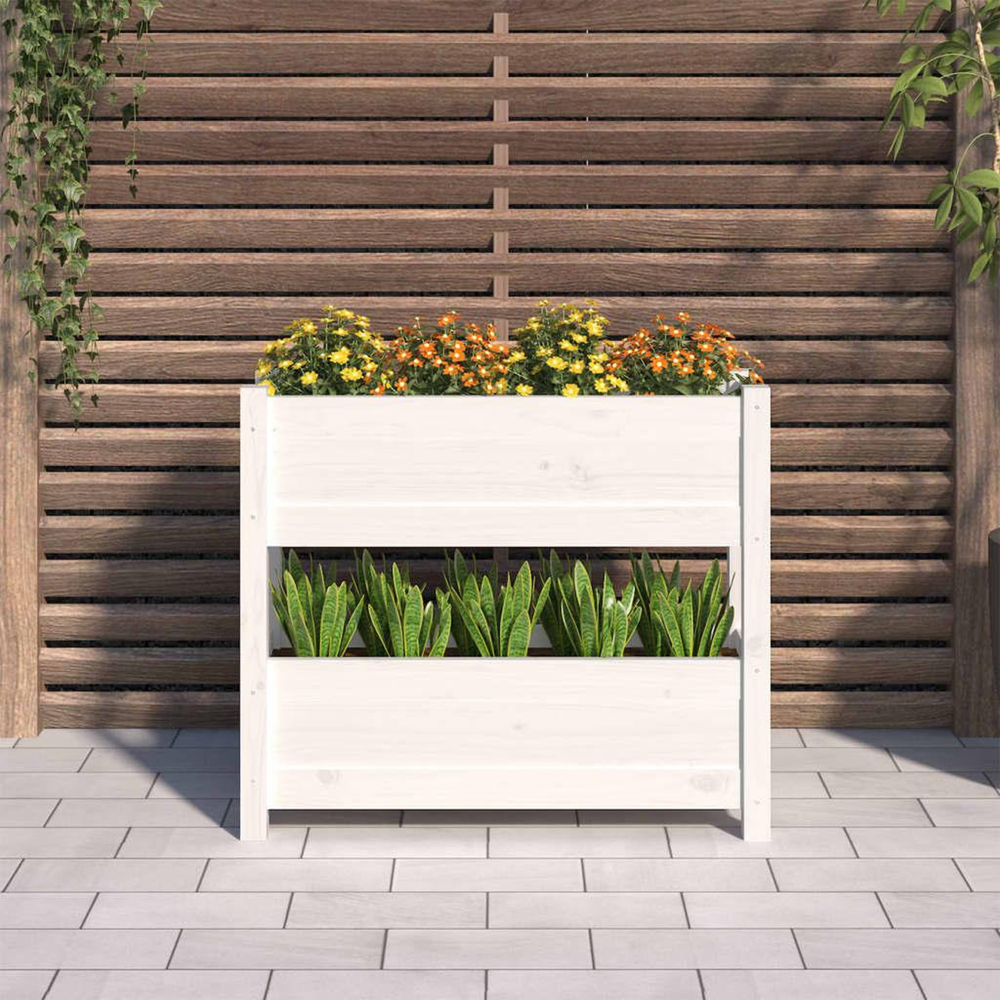 Voir la diapositive 3 : VIDAXL Jardiniere Blanc 77x25x66 cm Bois massif de pin