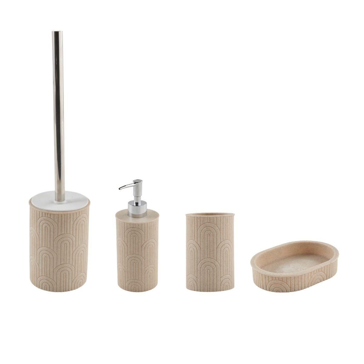 GUY LEVASSEUR Set salle de bain arche 4 pièces polyrésine beige