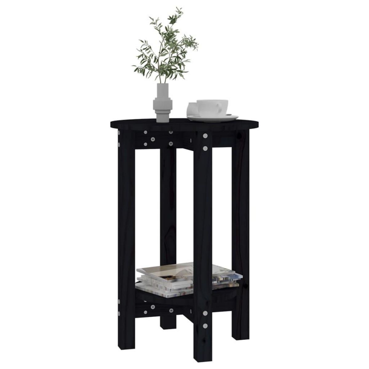 VIDAXL Table basse Noir Ø 40x60 cm Bois massif de pin