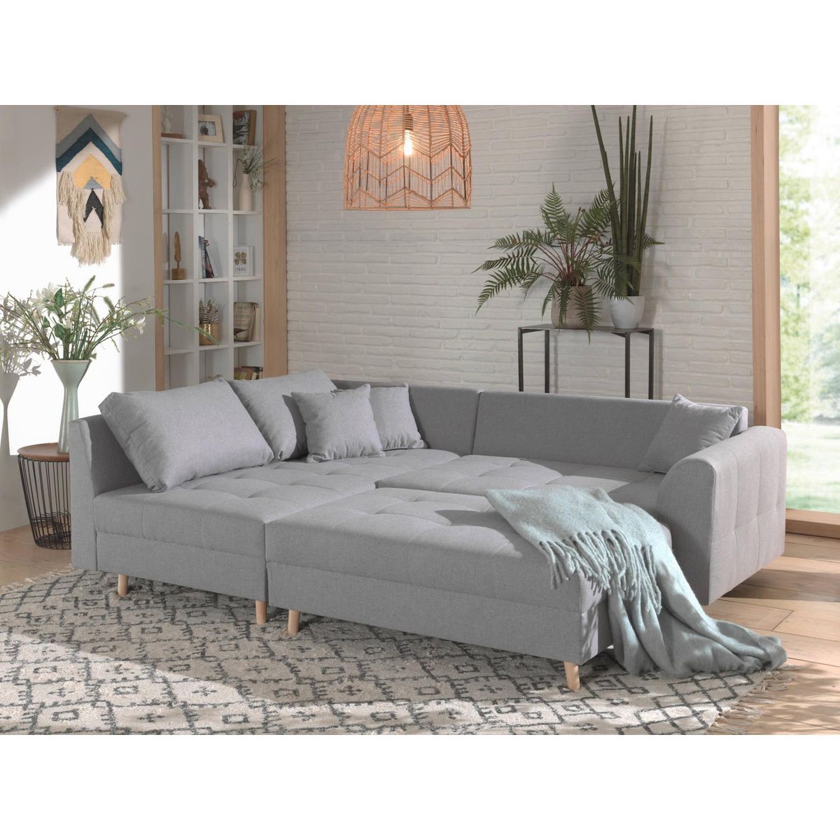 LISA DESIGN Rune - canapé d'angle - avec pouf d'appoint - 4 places - style scandinave - gauche