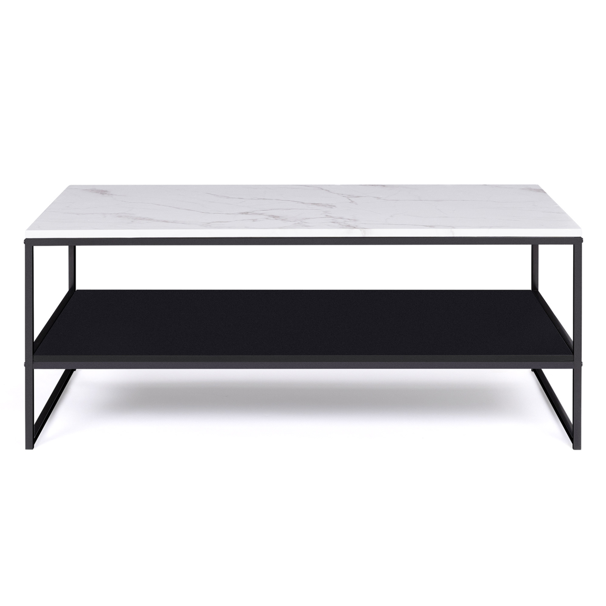Voir la diapositive 4 : ID MARKET Table basse alaska double plateau effet marbre et noir pieds métal