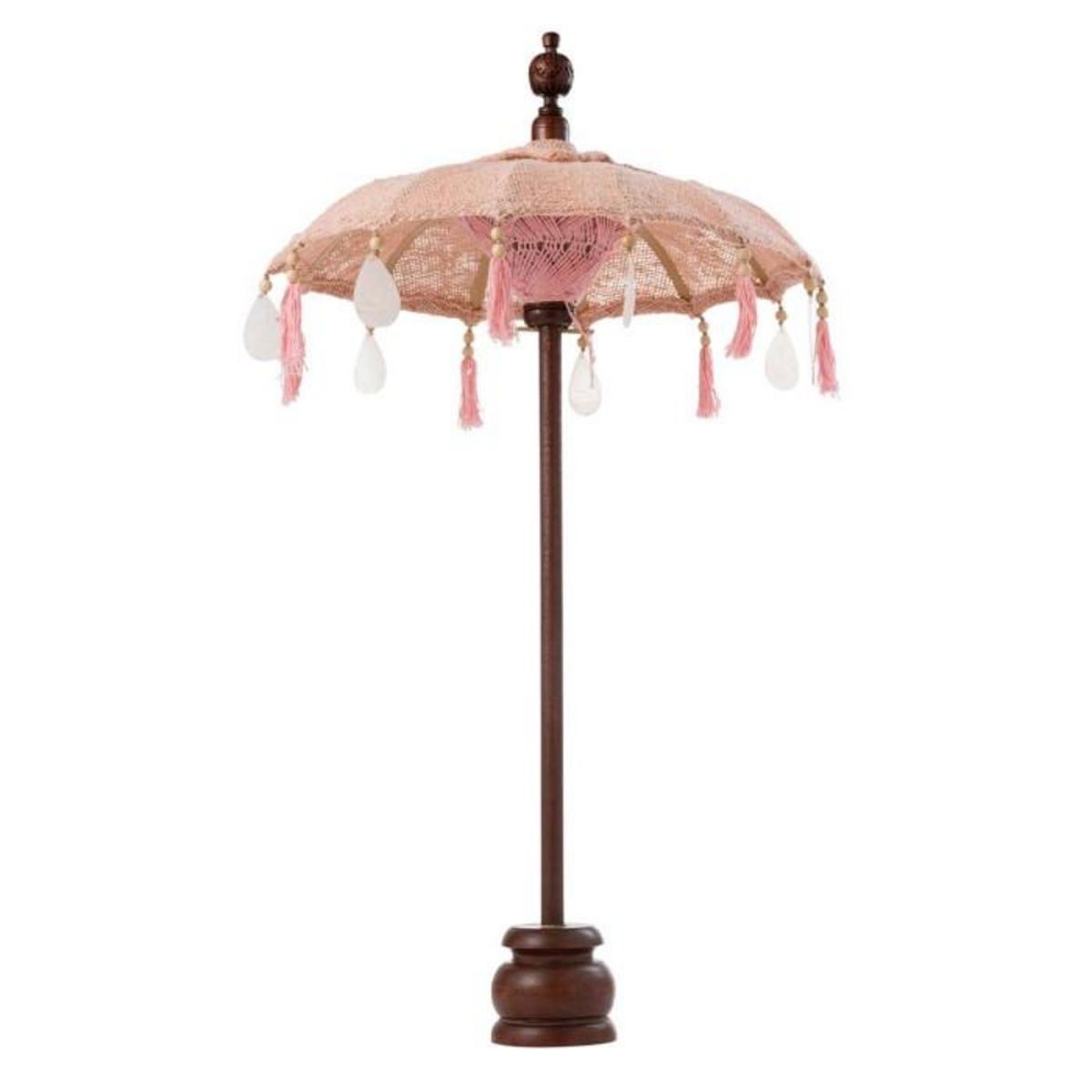 Paris Prix Parasol Déco  Pompons & Coquillages  51cm Saumon