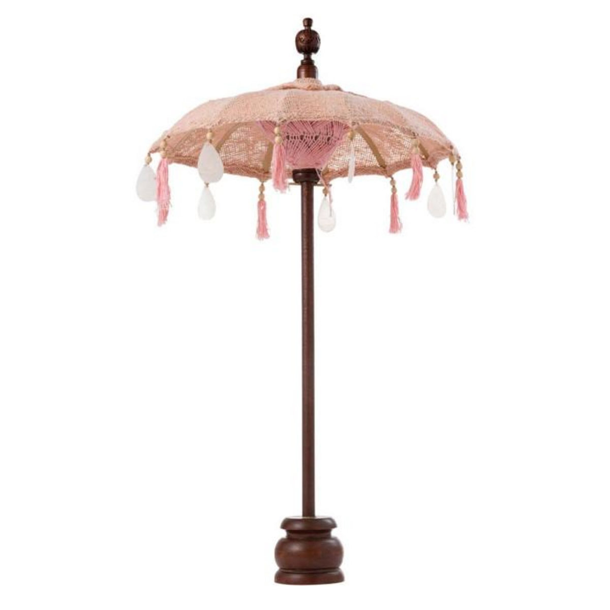 Paris Prix Parasol Déco  Pompons & Coquillages  51cm Saumon