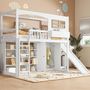 Voir la diapositive 4 : MERAX Lit combiné enfant 90x200cm bois et mdf coloris blanc