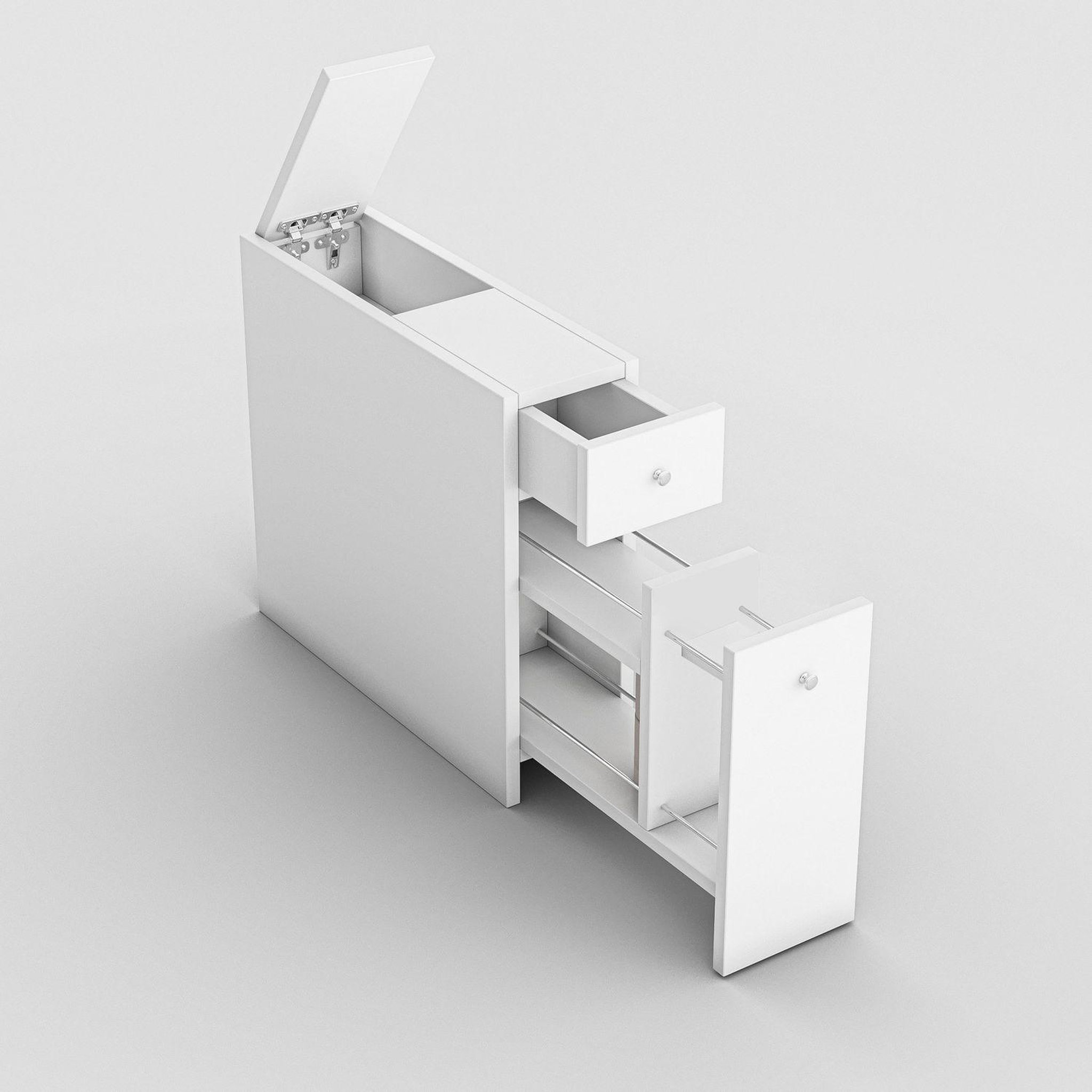 Voir la diapositive 4 : TOILINUX Rangement de salle de bain compact 2 tiroirs et une porte