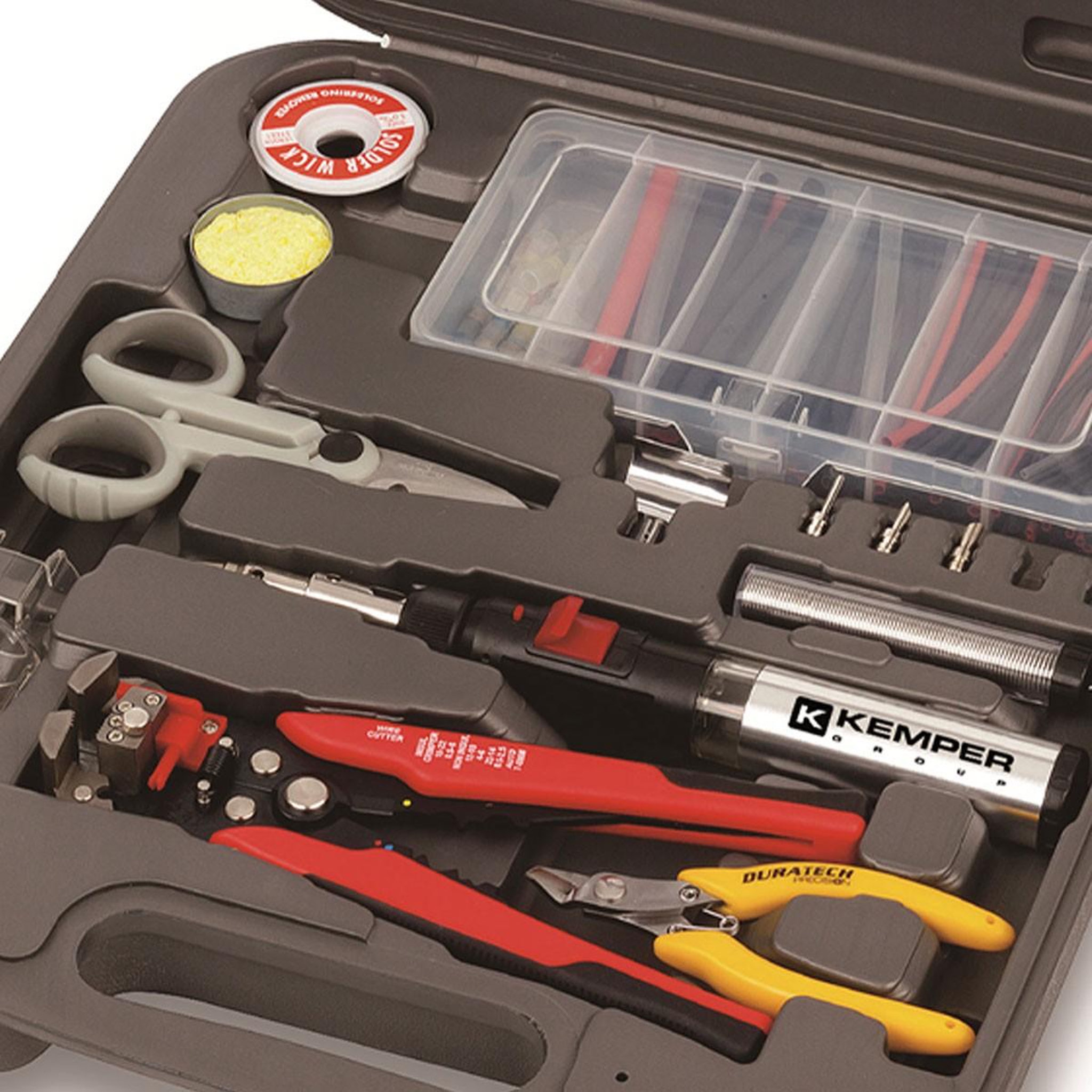 Voir la diapositive 5 : Kemper Kit réparation électriques mini chalumeau à gaz rechargeable polyvalent pinces et accessoires kemper