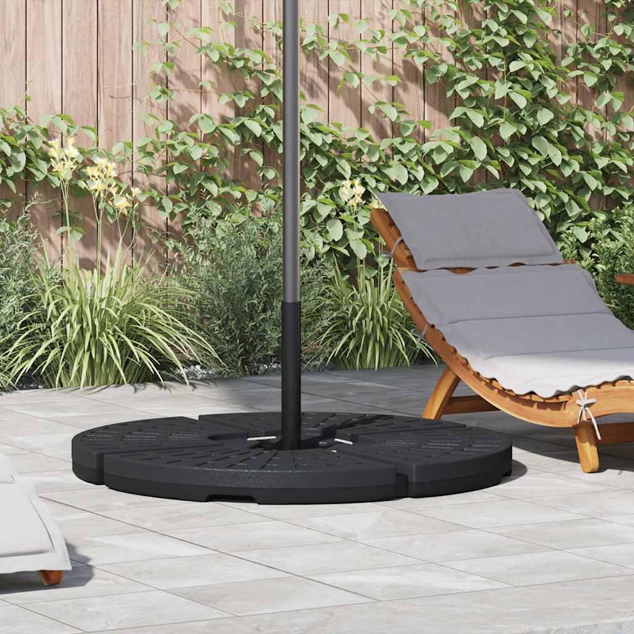 Voir la diapositive 2 : VIDAXL Base de Parasol en forme de ventilateur 4 pcs remplie de sable/eau Noir 52 L