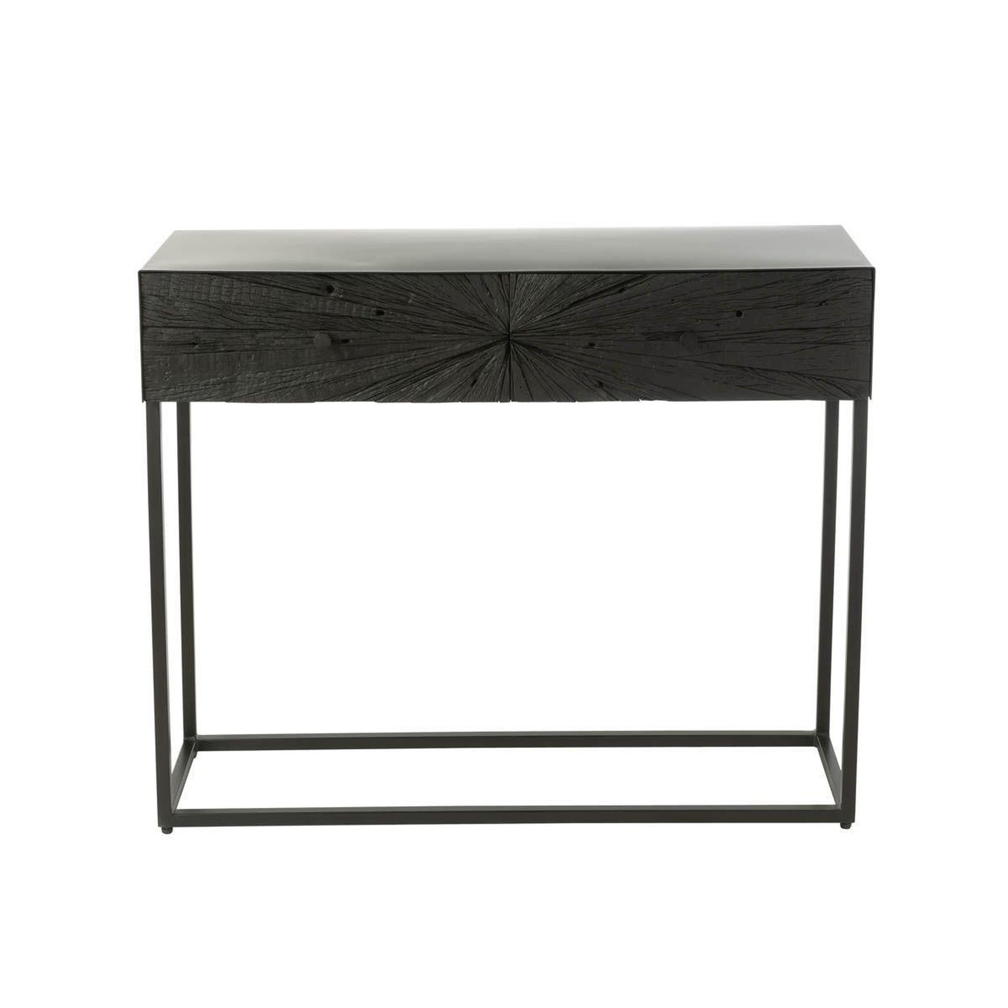 Voir la diapositive 2 : J-LINE Console 2 tiroirs en bois  shanil  100cm noir
