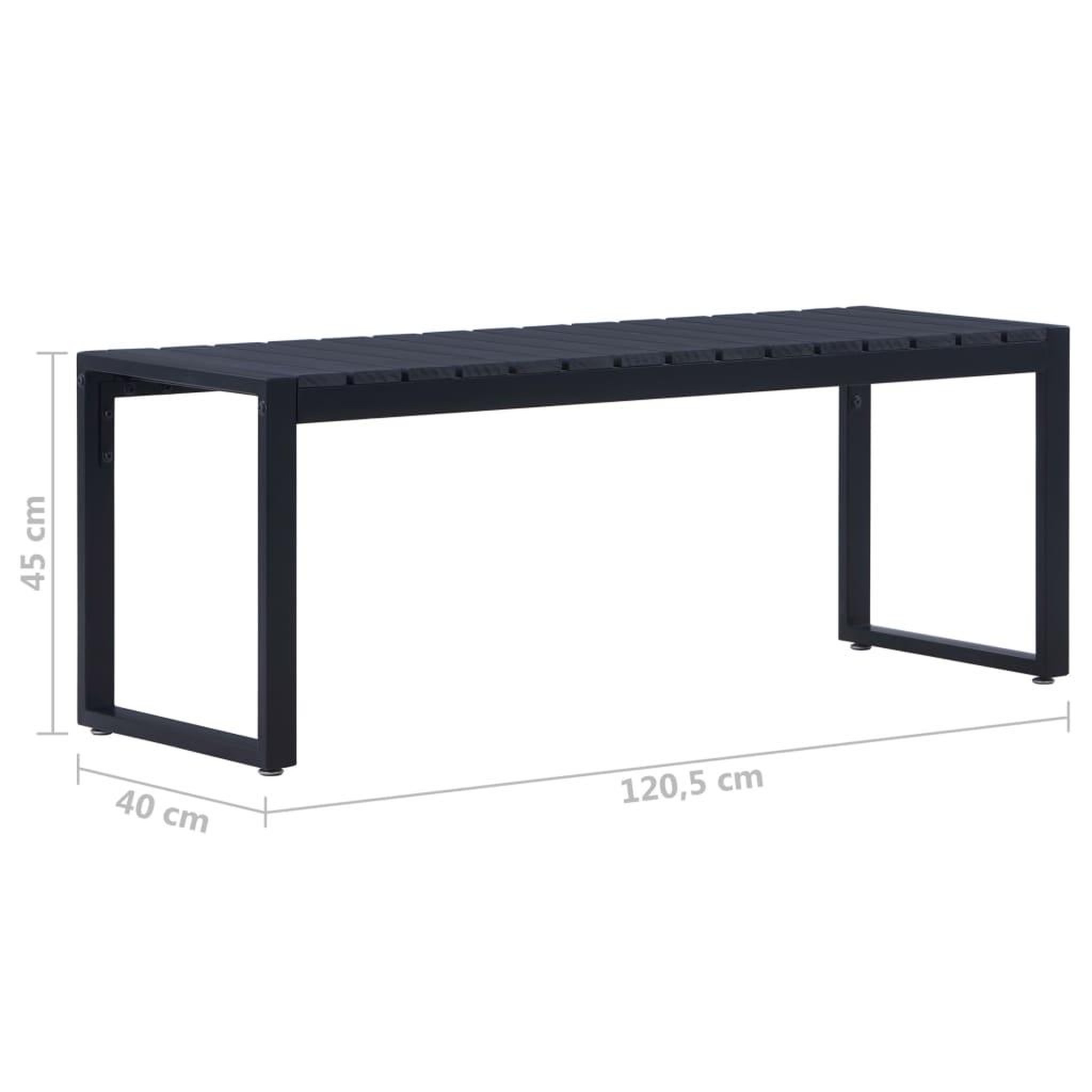 Voir la diapositive 5 : VIDAXL Banc de jardin 120,5 cm Panneau PS Noir
