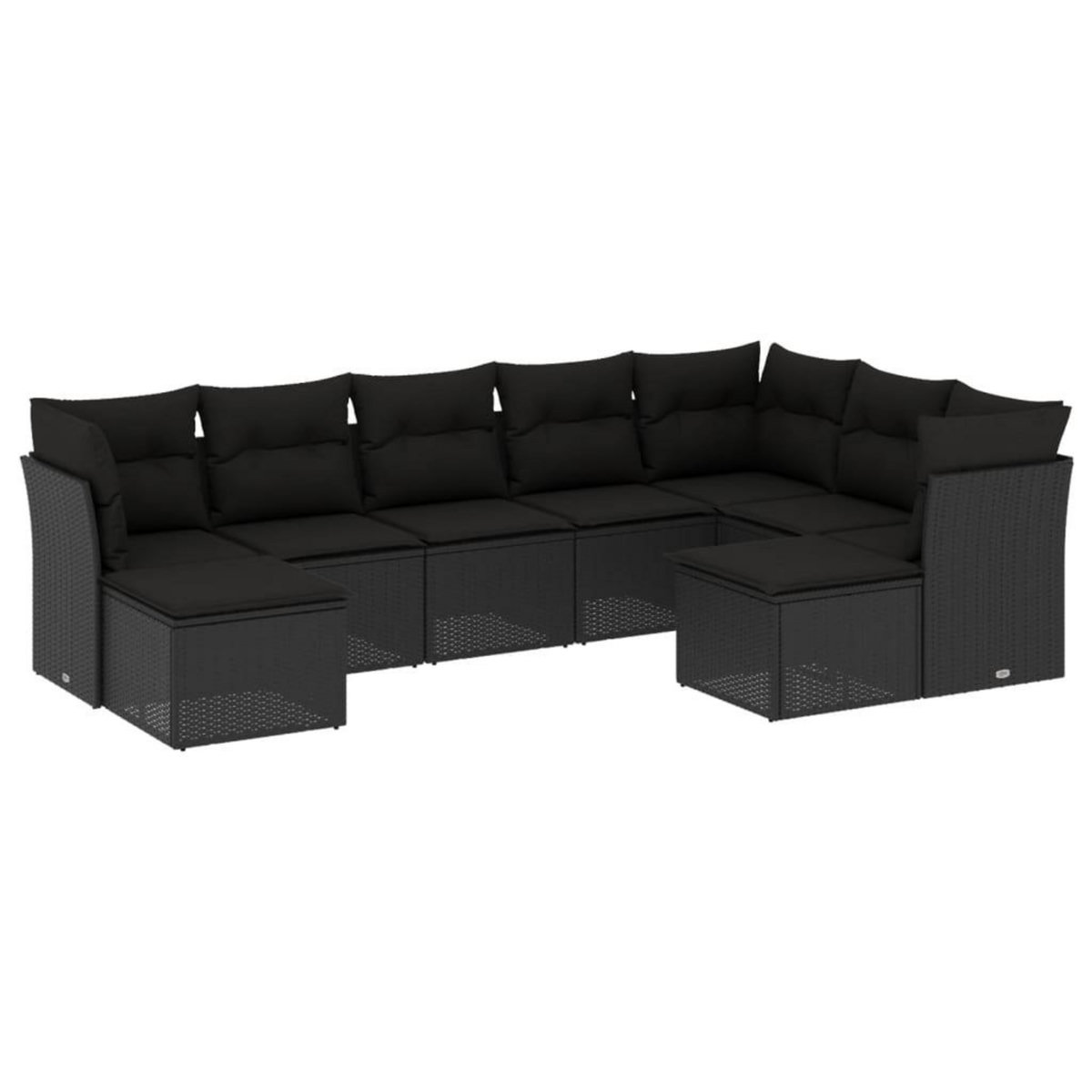 VIDAXL Salon de jardin 9 pcs avec coussins noir resine tressee