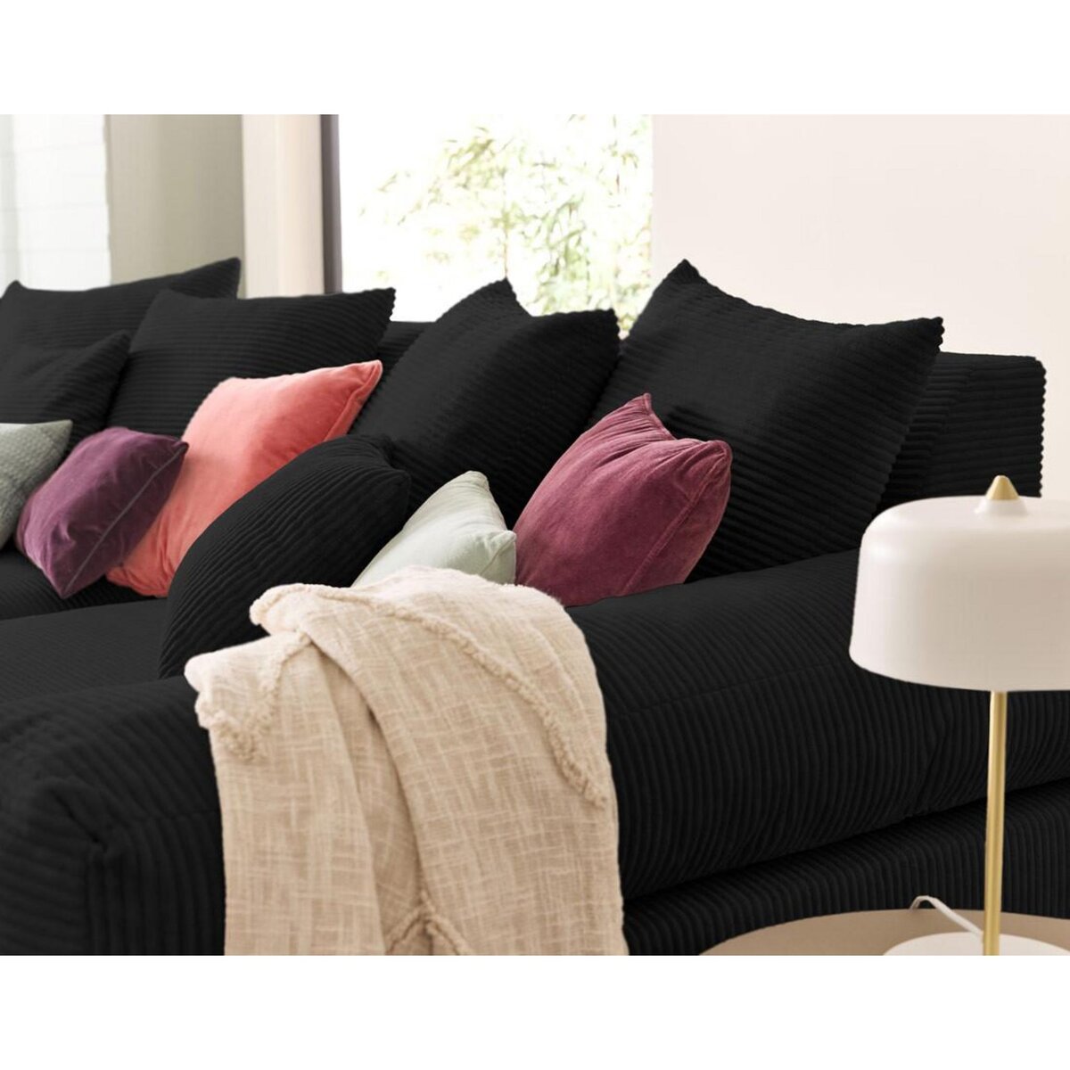 LISA DESIGN Aspen - canapé 4 places - assise profonde - velours côtelé