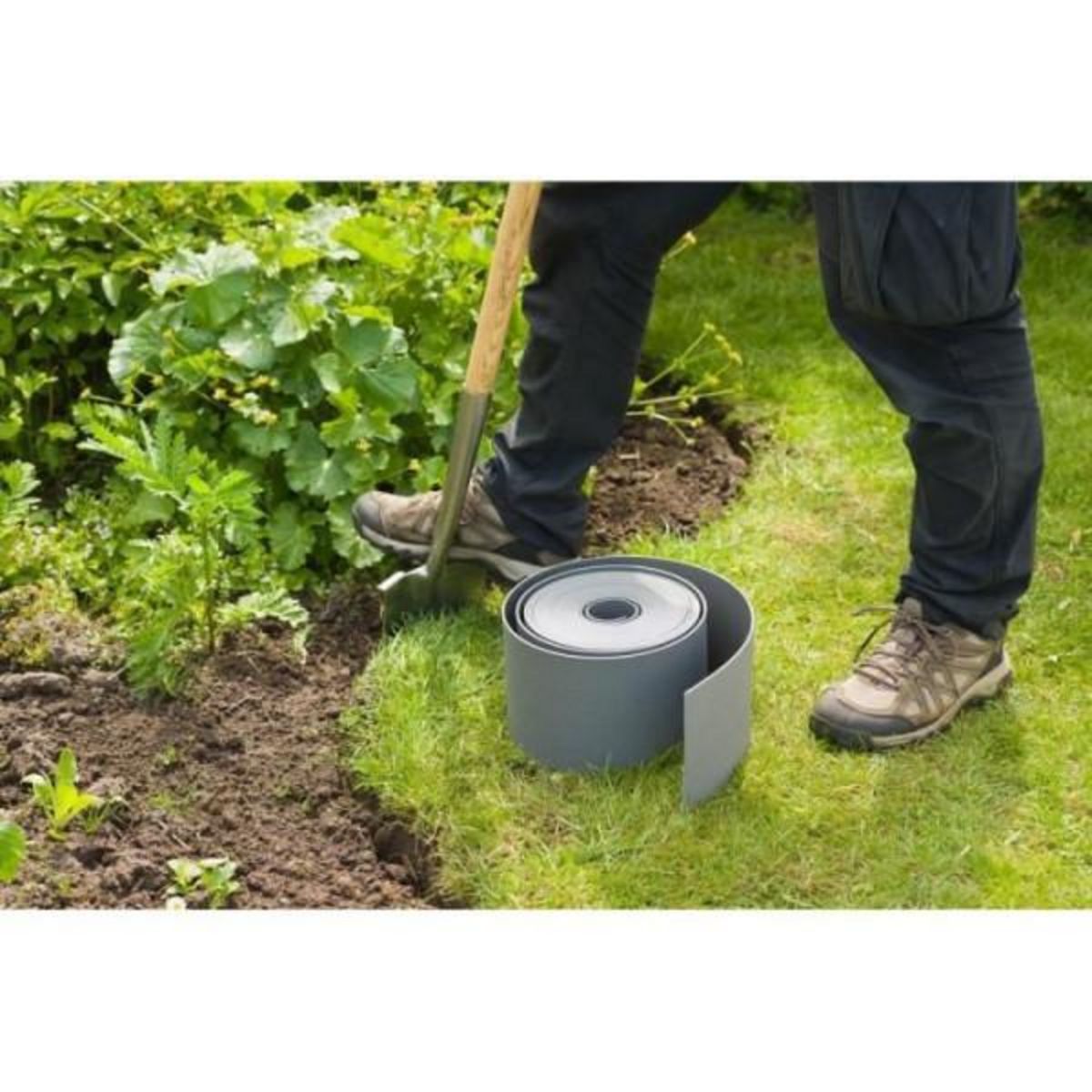 NATURE Bordure de jardin en polyéthylene gris H7,5 cm x 10 m - NATURE