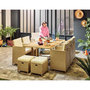 Voir la diapositive 4 : BEST MOBILIER Cuba – salon de jardin encastrable en résine tressé beige - 10 places - coussins beige + housse de protection