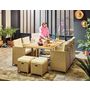 Voir la diapositive 4 : BEST MOBILIER Cuba – salon de jardin encastrable en résine tressé beige - 10 places - coussins beige + housse de protection