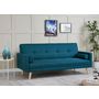 Voir la diapositive 3 : CONCEPT USINE Canapé scandinave convertible 3 places en tissu bleu canard WOODEN