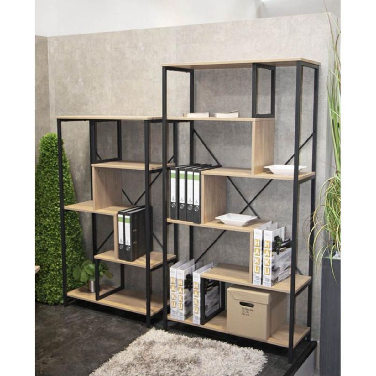 Paris Prix Étagère Bibliothèque  Miranda  163cm Chêne & Noir