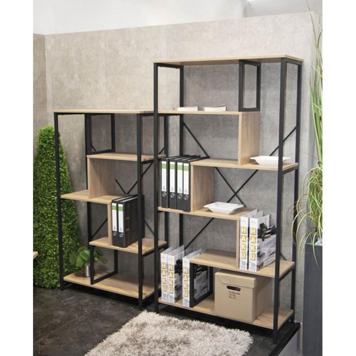 Paris Prix Étagère Bibliothèque  Miranda  163cm Chêne & Noir