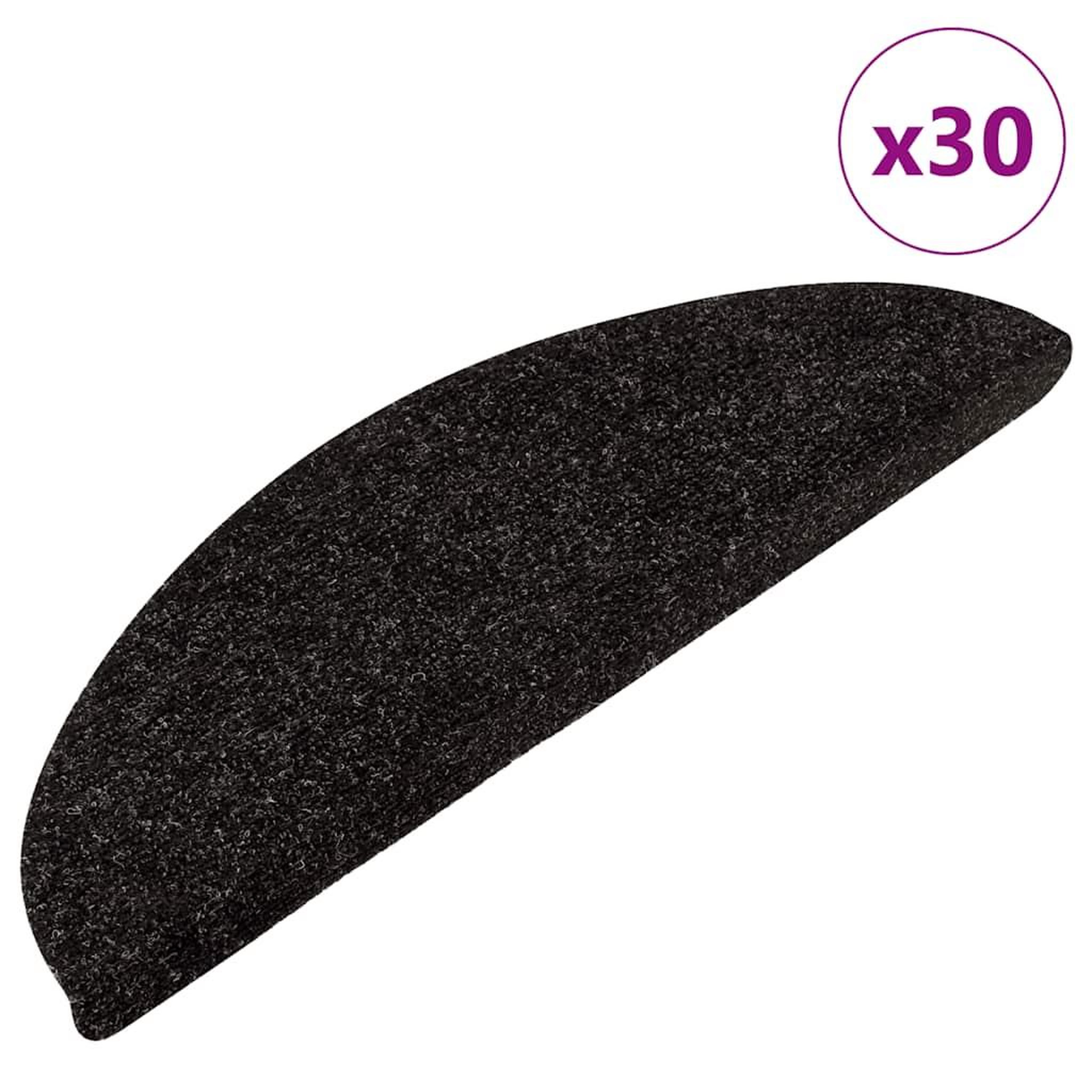 VIDAXL Tapis d'escalier auto-adhesifs 30 pcs noir 56x17x3 cm