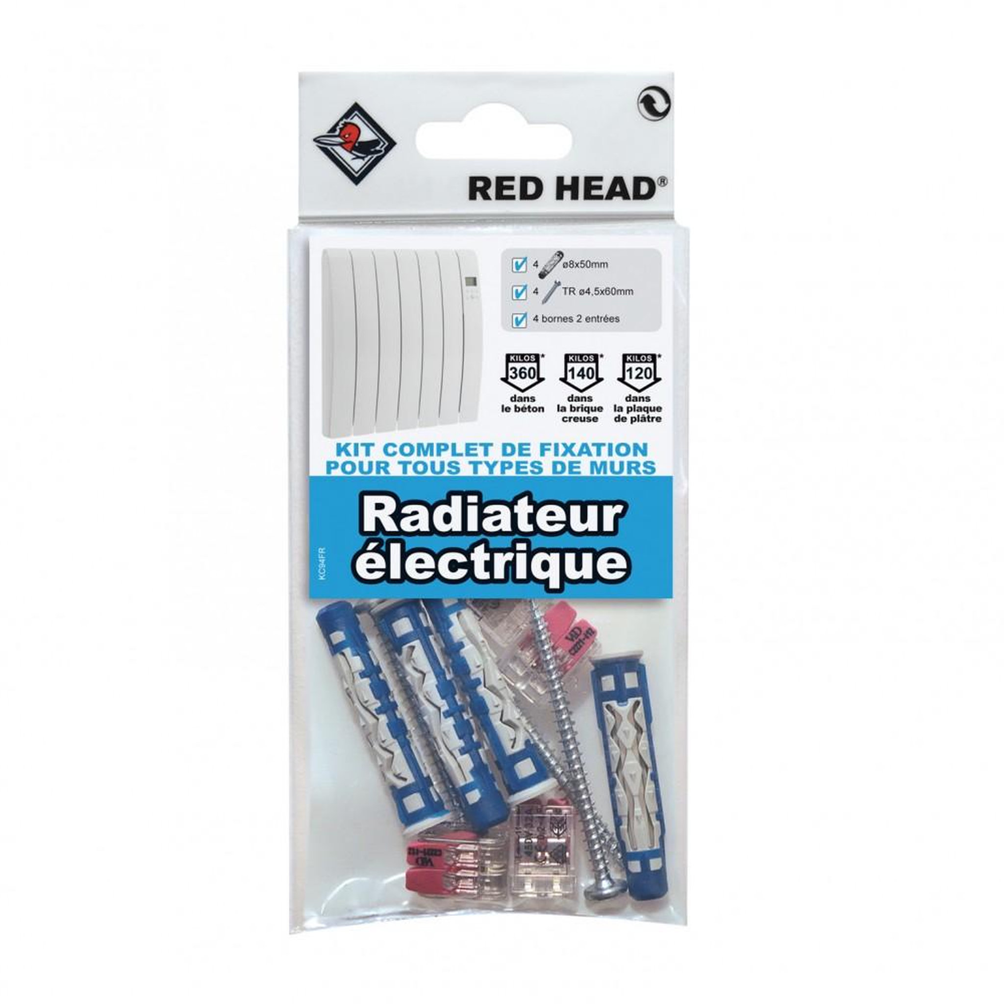 CENTRALE BRICO Kit de fixation pour radiateur avec borne de connexion