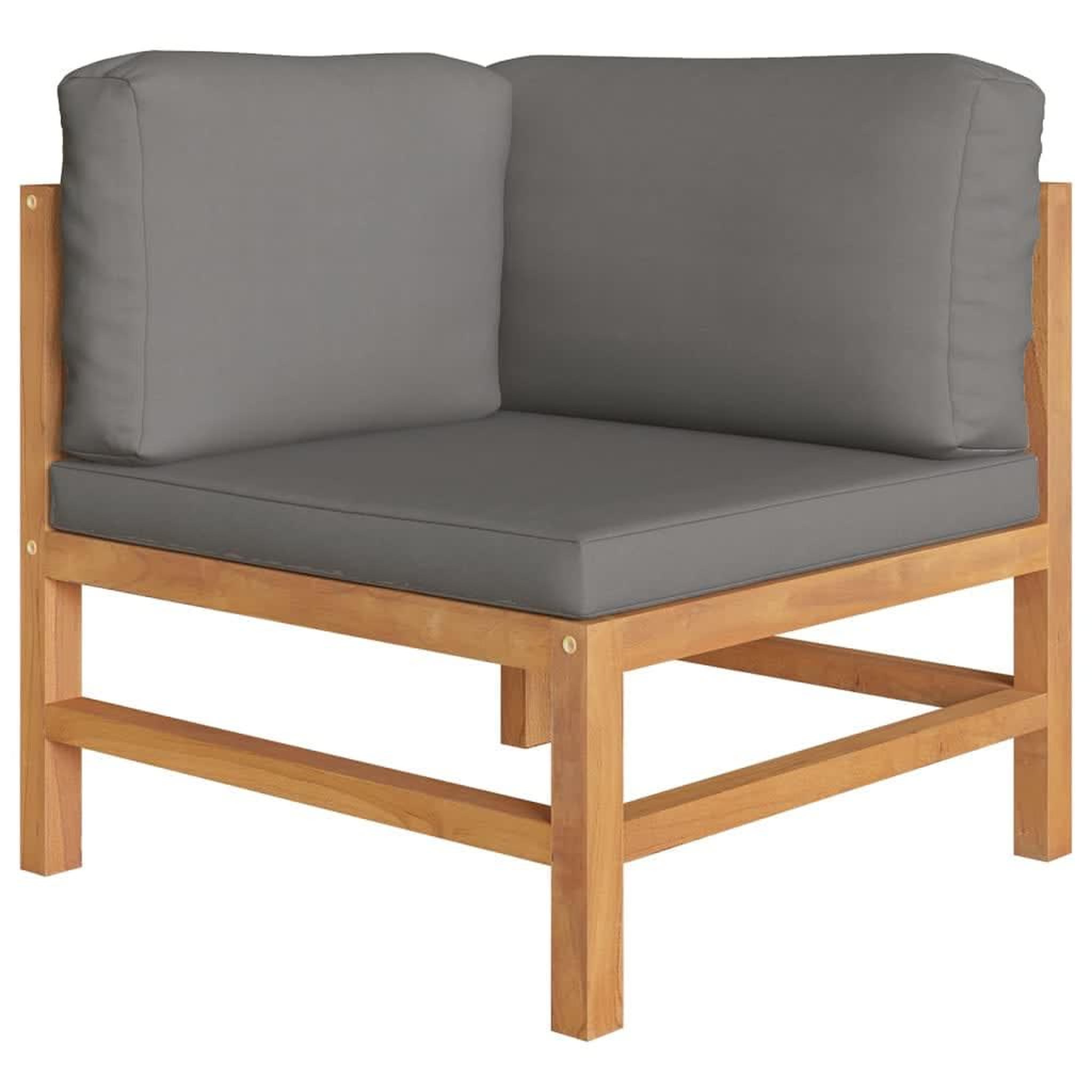 Voir la diapositive 3 : VIDAXL Salon de jardin 6 pcs avec coussins gris Bois de teck solide